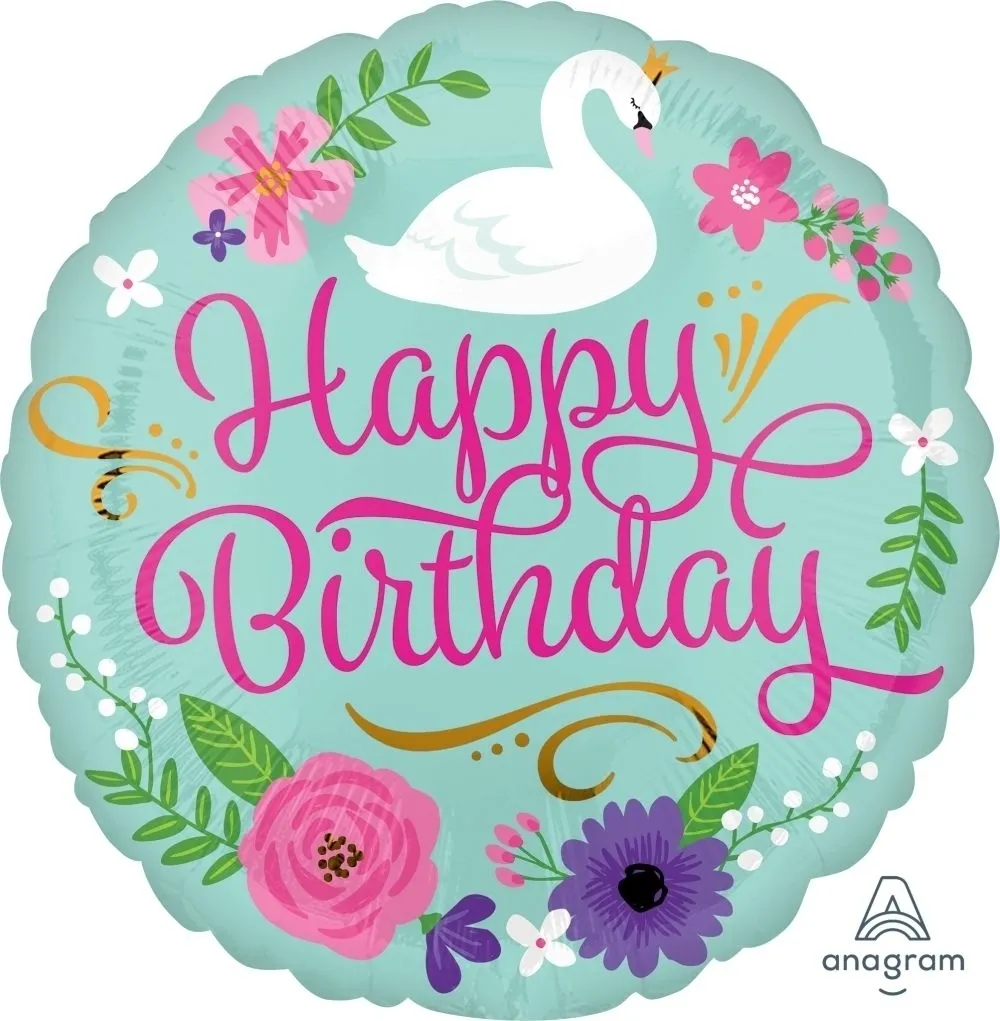 Ballon, Geburtstag, Blumen, Schwan, Happy Birthday
