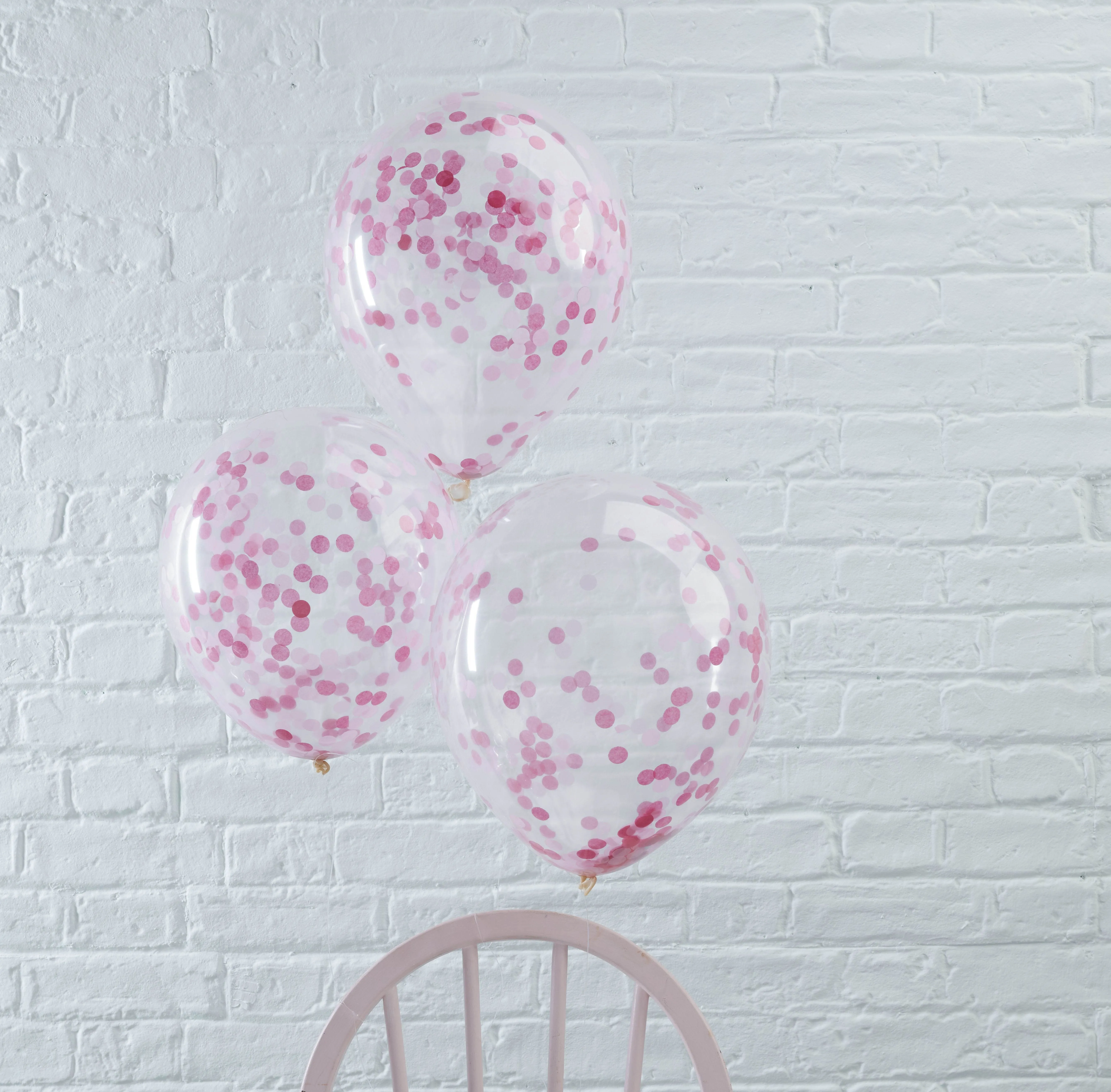Pick and Mix - 5 Latexballons mit pinkem Konfetti Ø 30cm