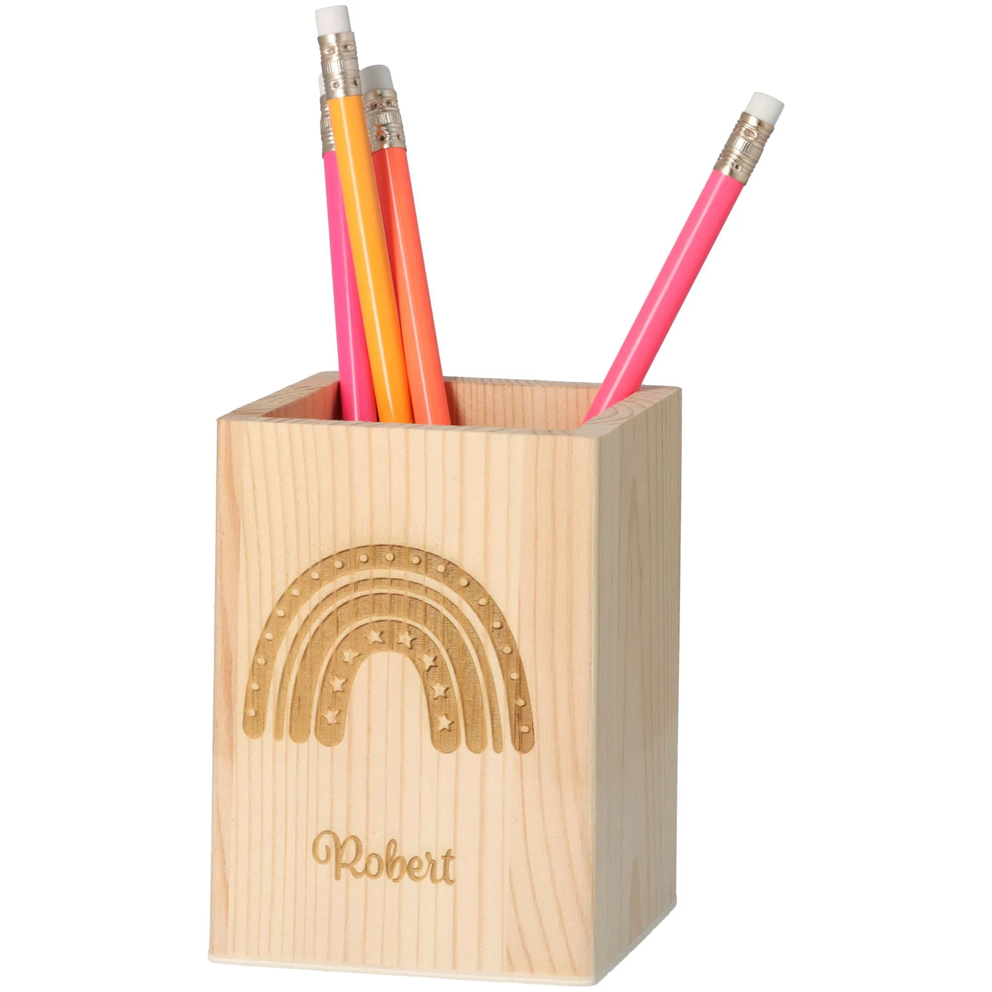 Stiftehalter Regenbogen Stern "Name" 11cm x 8cm x 8cm