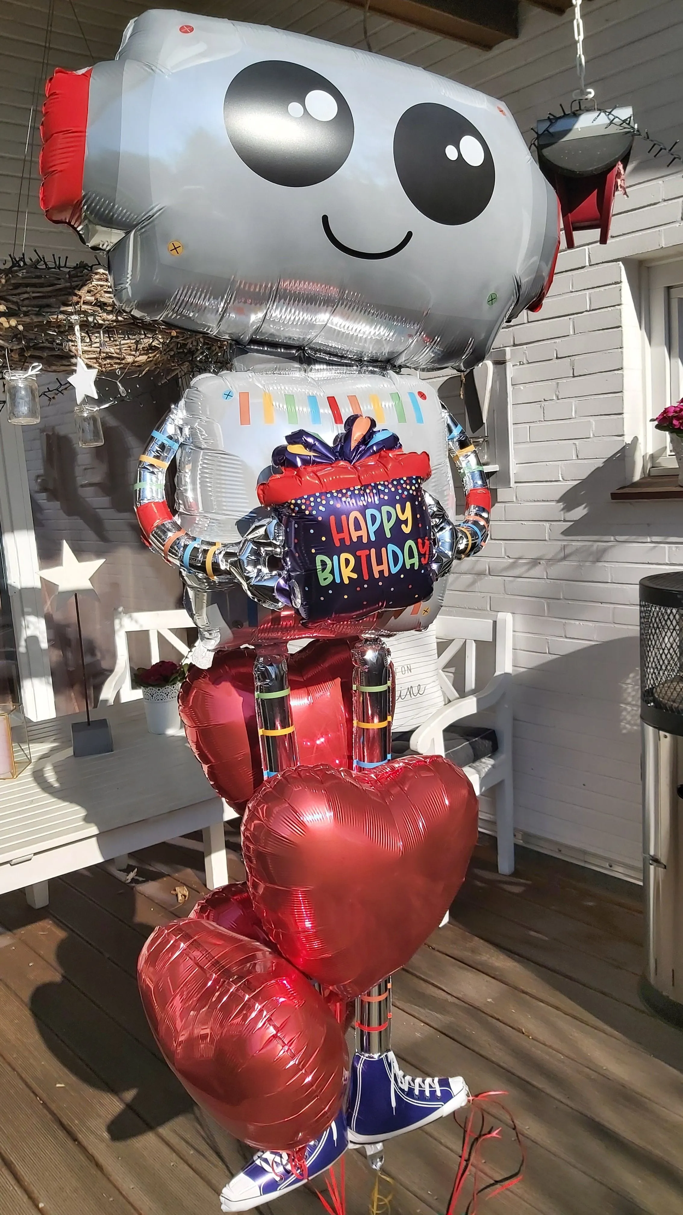 Folienballon "Happy Birthday" Roboter 152cm