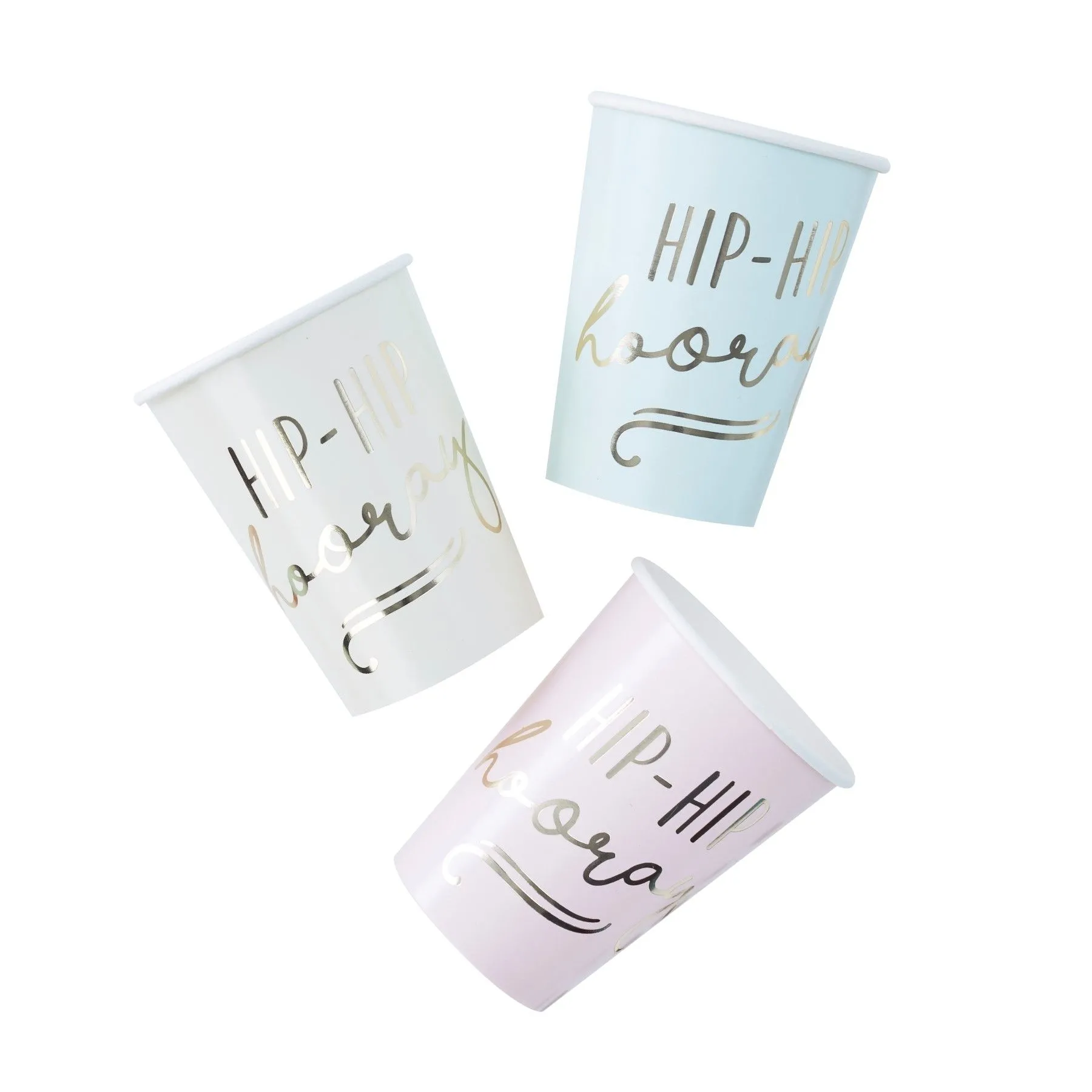 Pick & Mix - 8 "HIP-HIP hooray" Pastell-Pappbecher