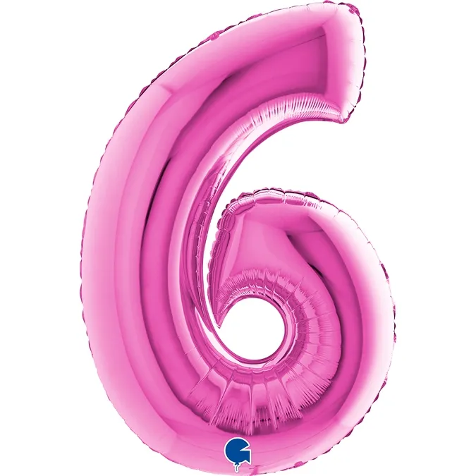 Folienballon Zahl 6 Pink 100cm