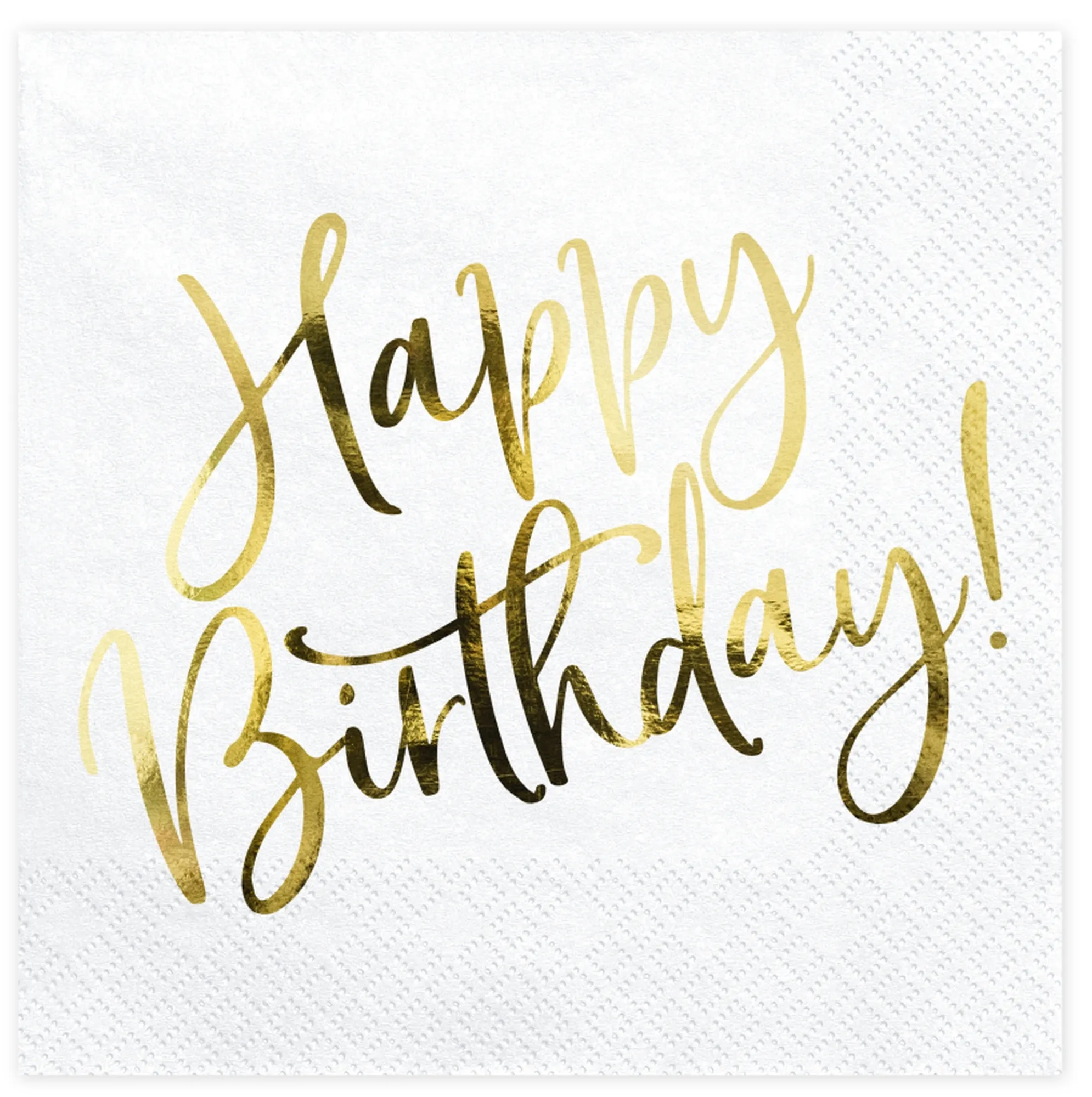 20 Servietten - Happy Birthday -  Weiß / Gold