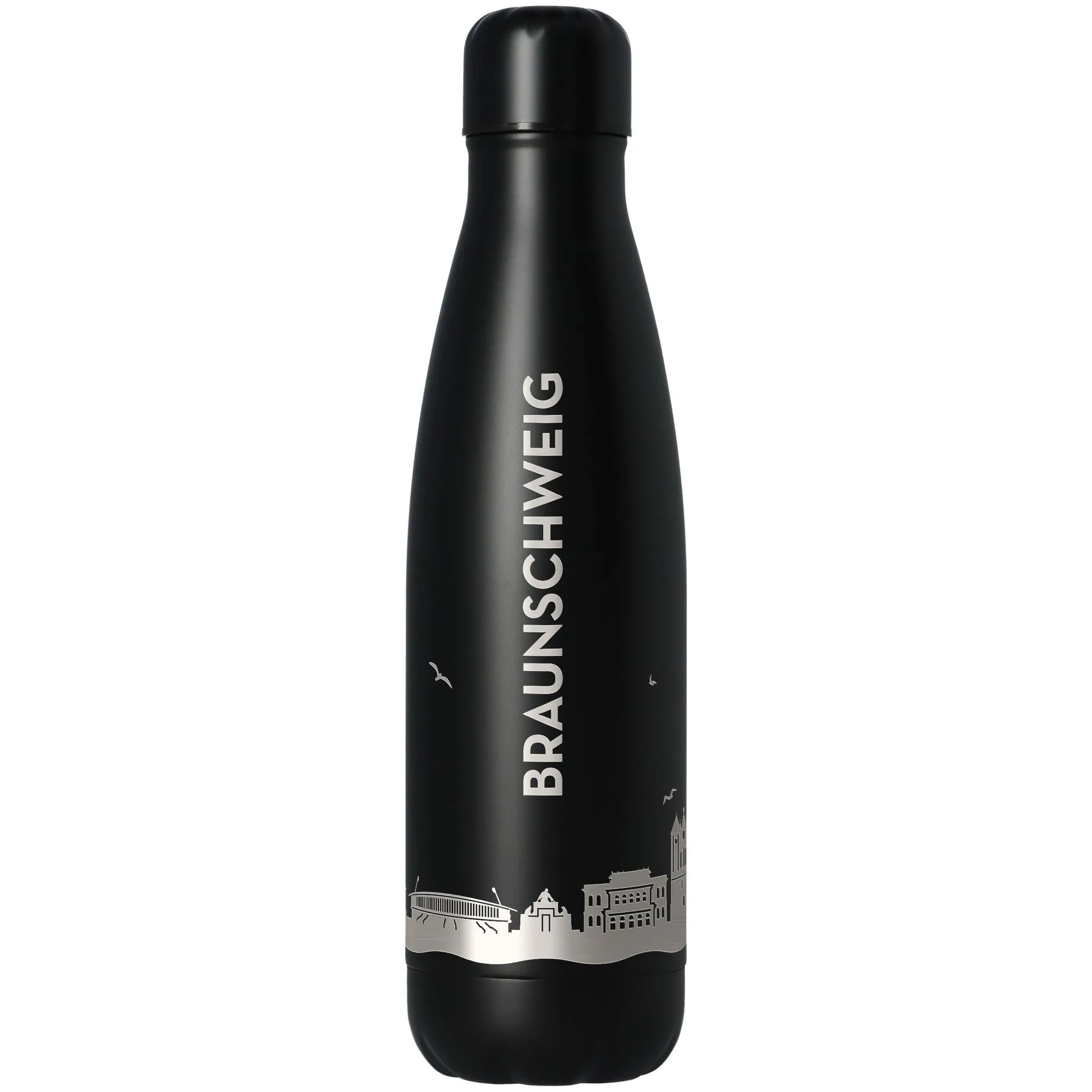 thermos, isolationflasche, schwarz, cityscape, braunweig