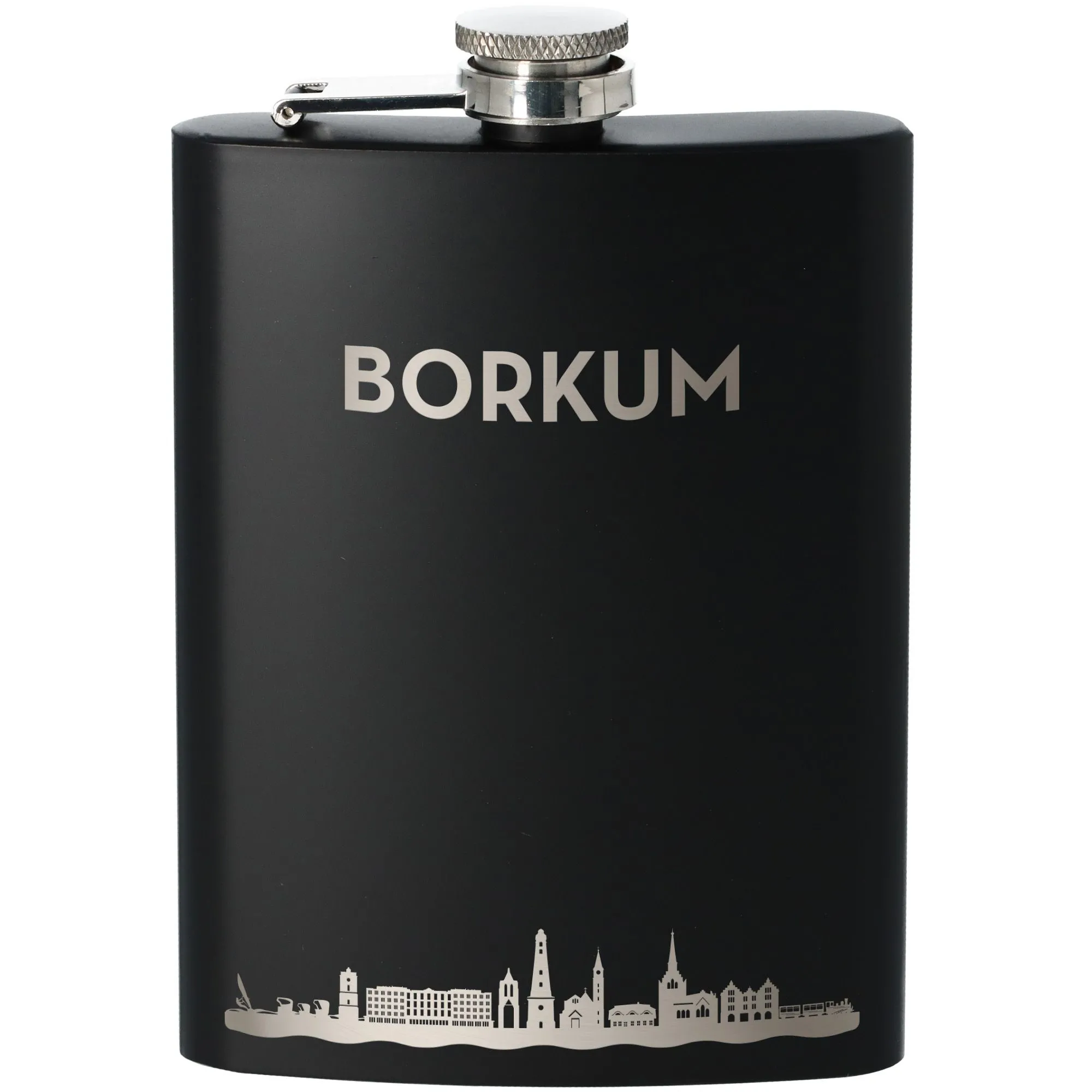 Flachmann Skyline Borkum Schwarz 225ml