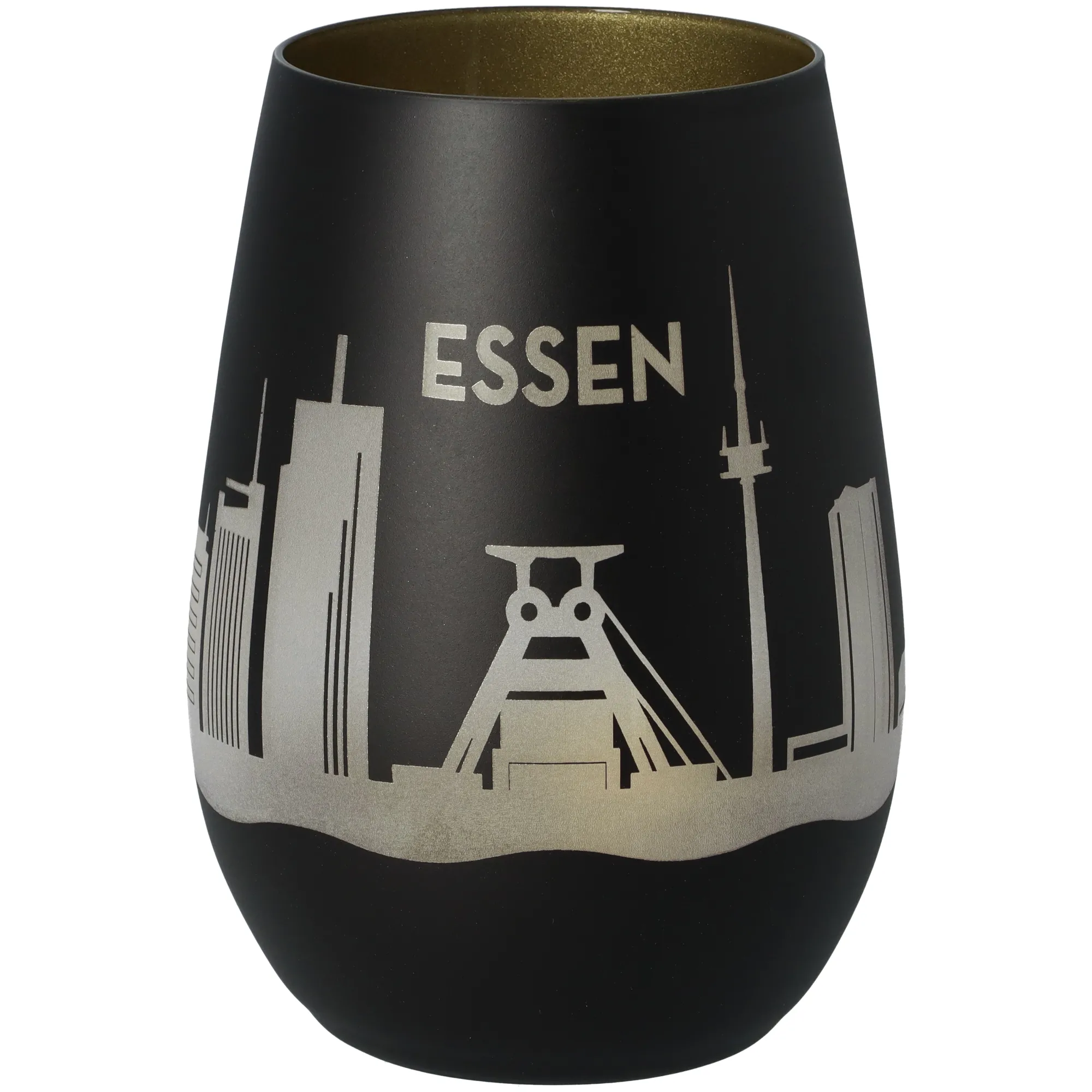 Windlicht Skyline Essen Schwarz/Gold