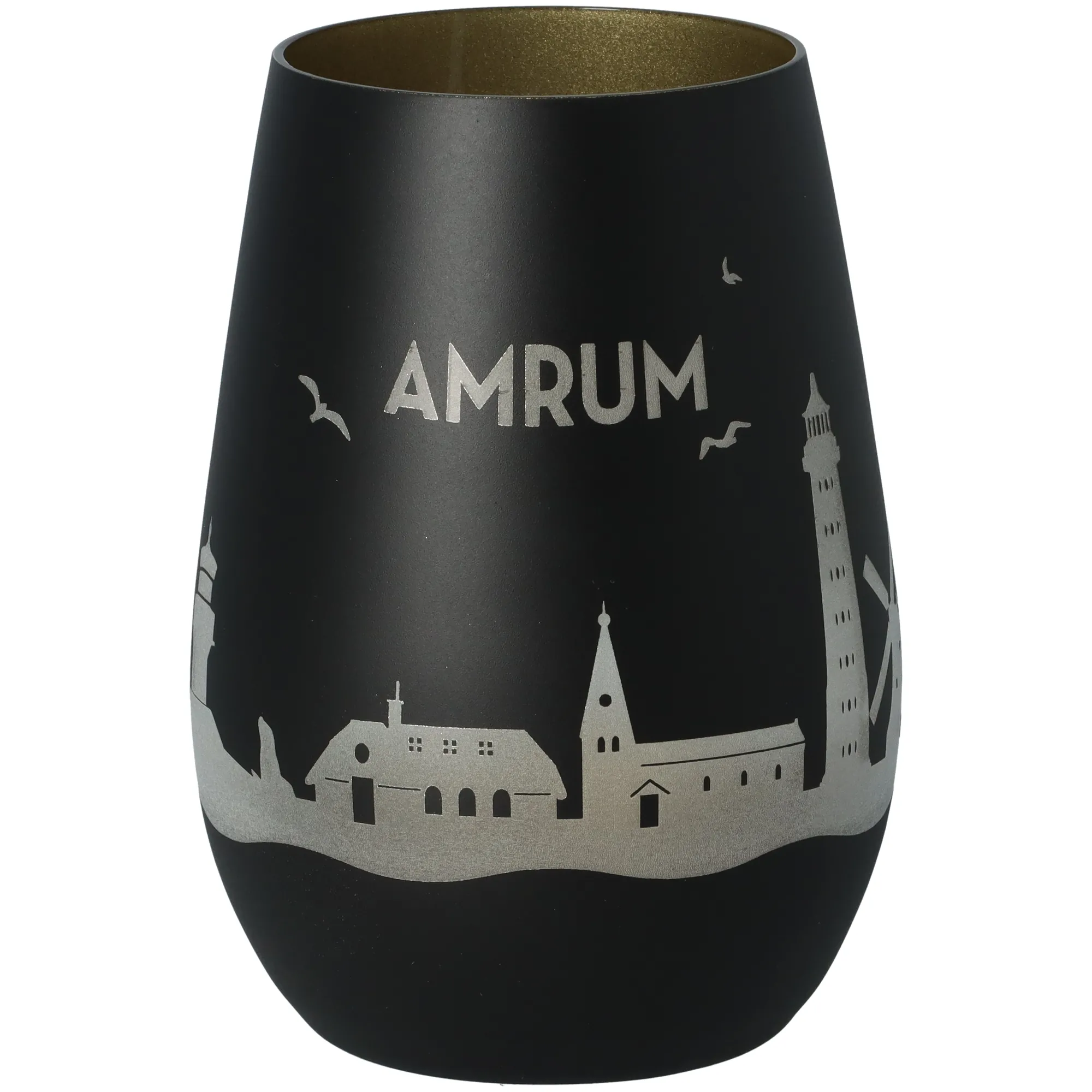 Windlicht Skyline Amrum Schwarz/Gold