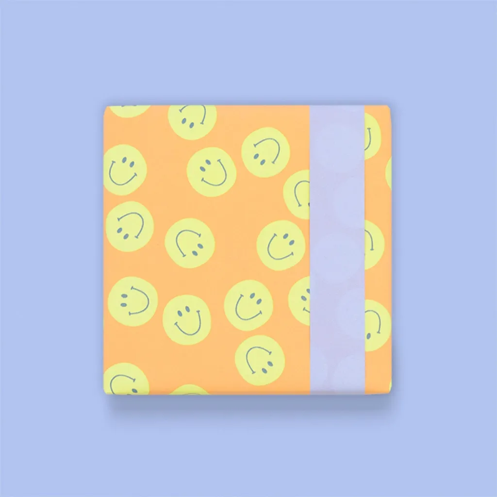 notebook, orange, smiley, pattern, elastic band