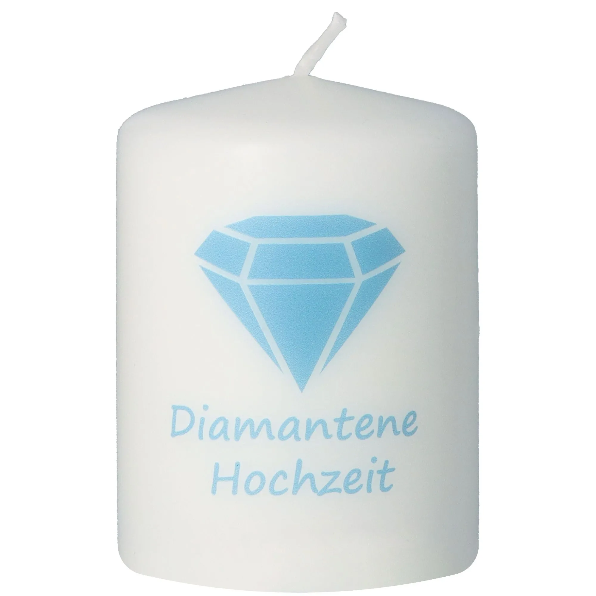 Kerze Weiß "Diamantene Hochzeit"