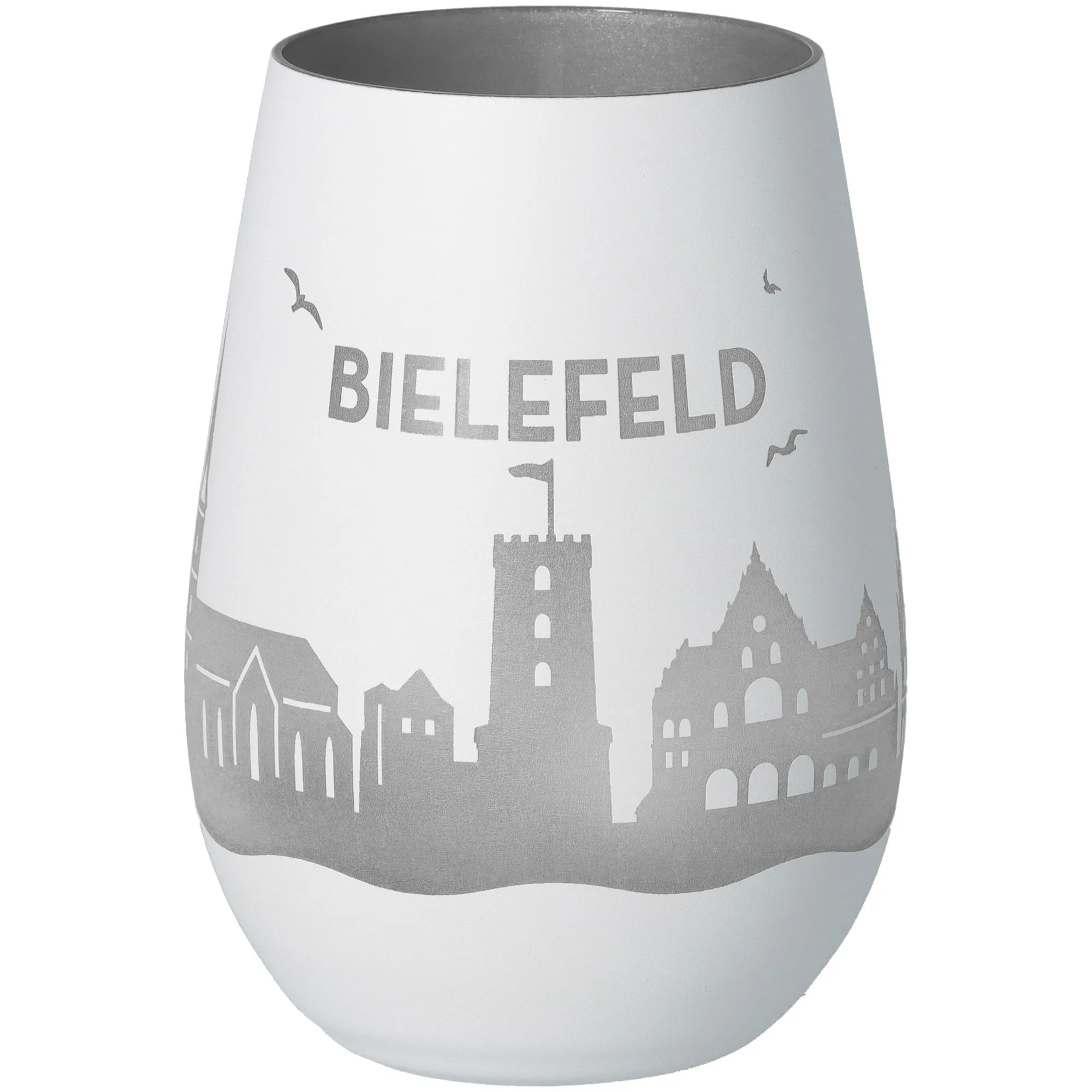 Vase, Porzellan, Graue Muster, Stadtmotiv, Glasurne