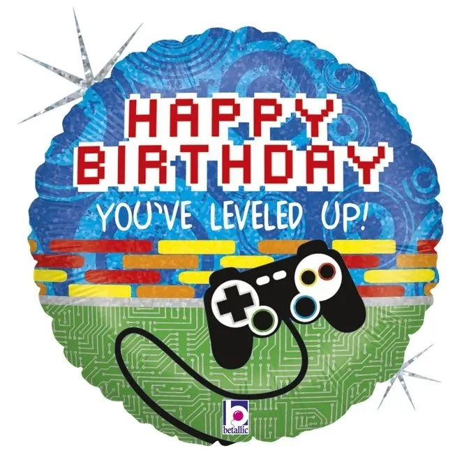 Folienballon Happy Birthday "Level up" 45cm