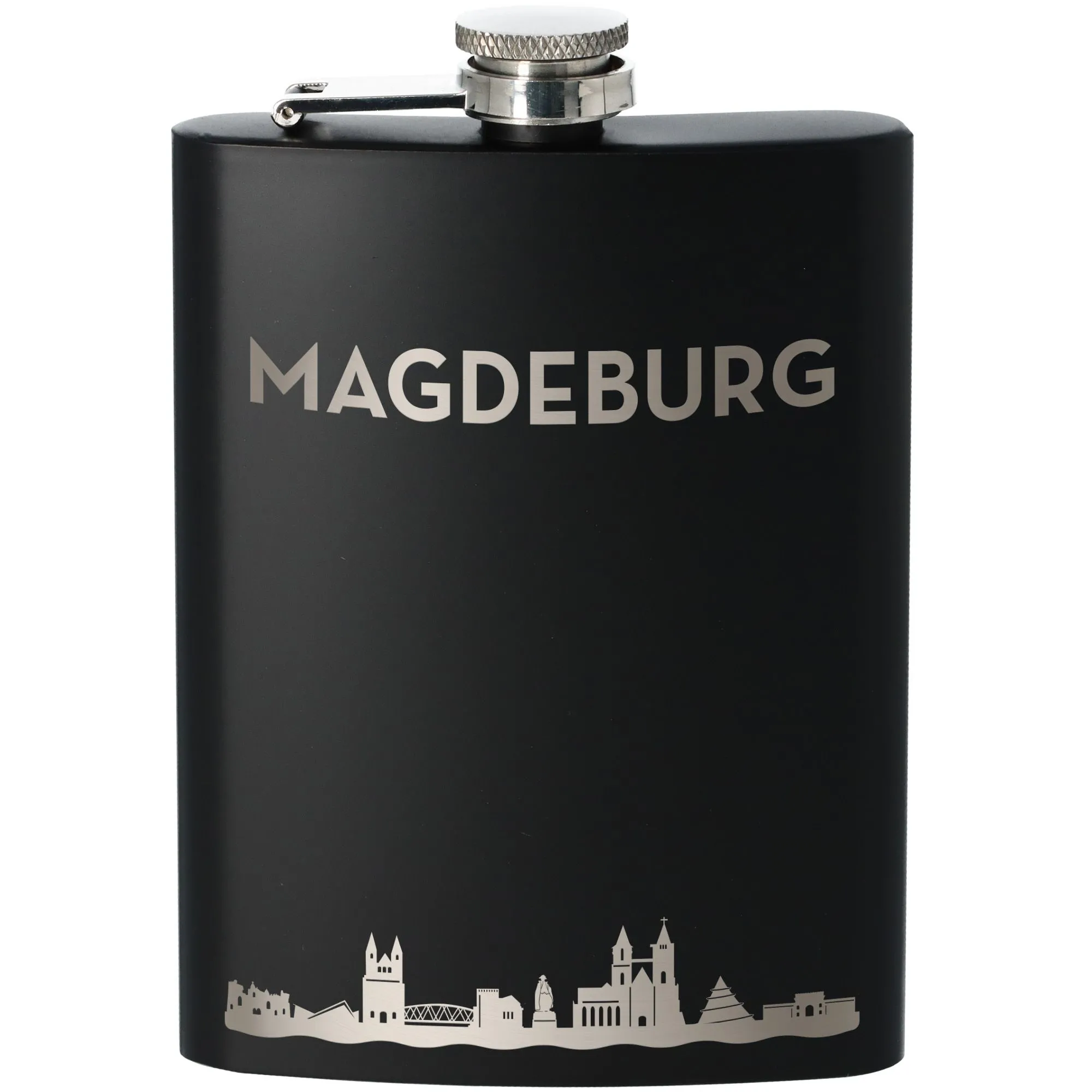 Flachmann Skyline Magdeburg Schwarz 225ml