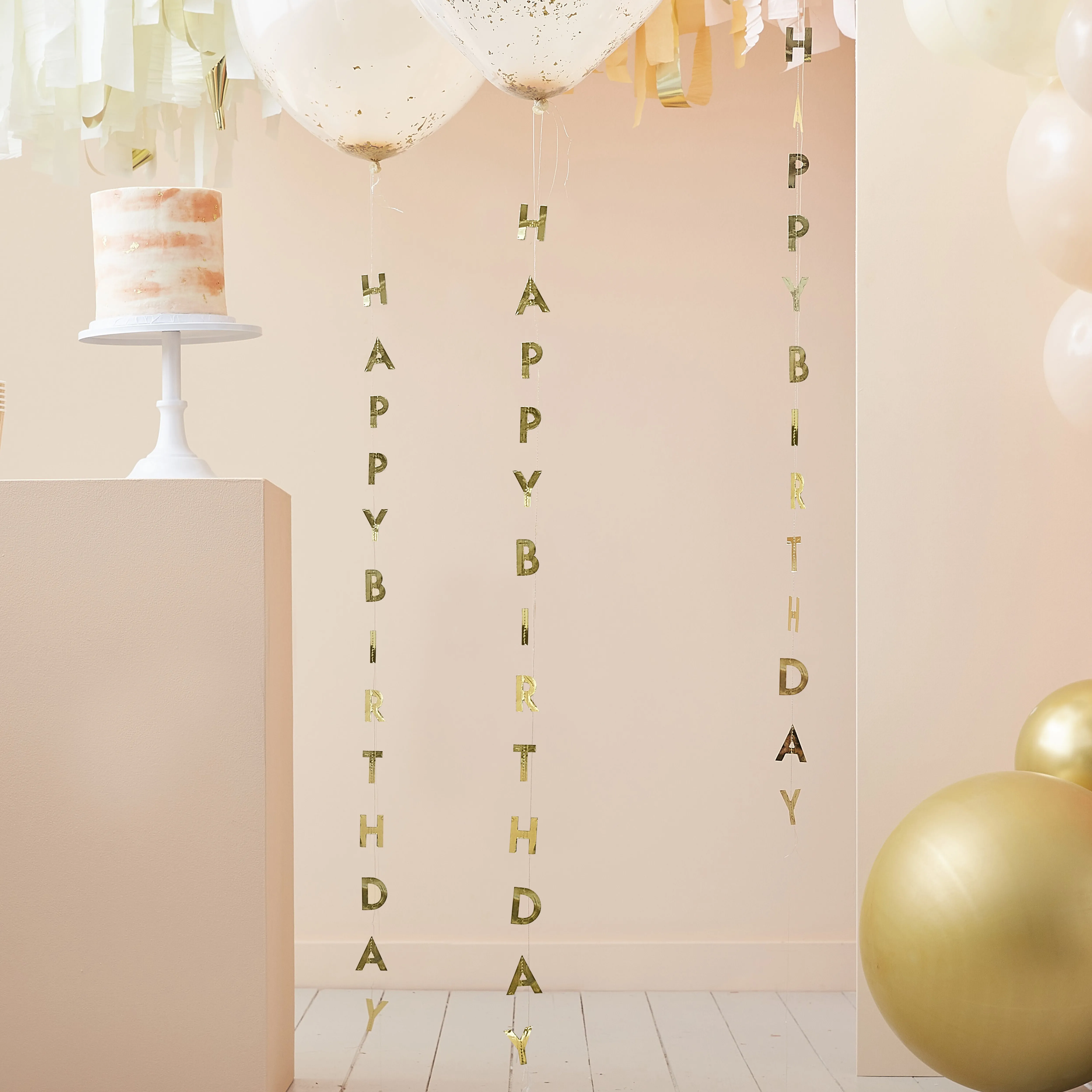 5 Dekohänger "Happy Birthday" Gold