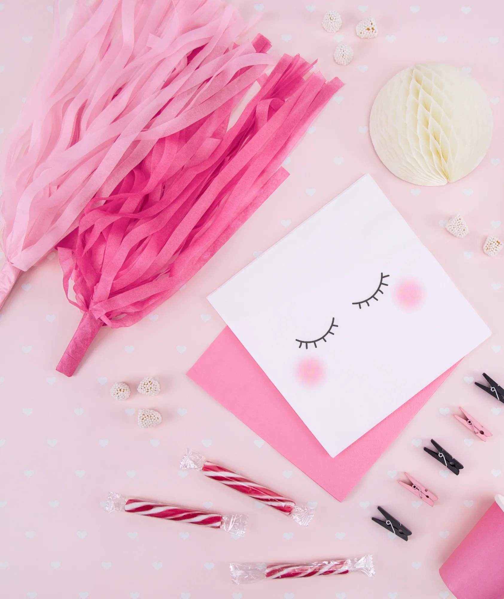 Tasselgirlande Pink, Rosa, Creme- 12 Tassel