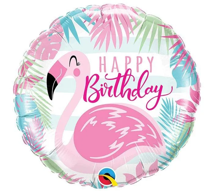 Folienballon Happy Birthday Pink Flamingo 45 cm