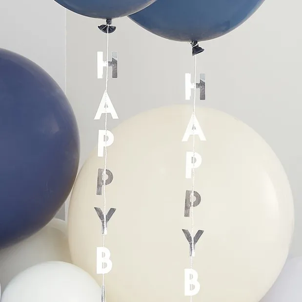5 Dekohänger "Happy Birthday" Silber