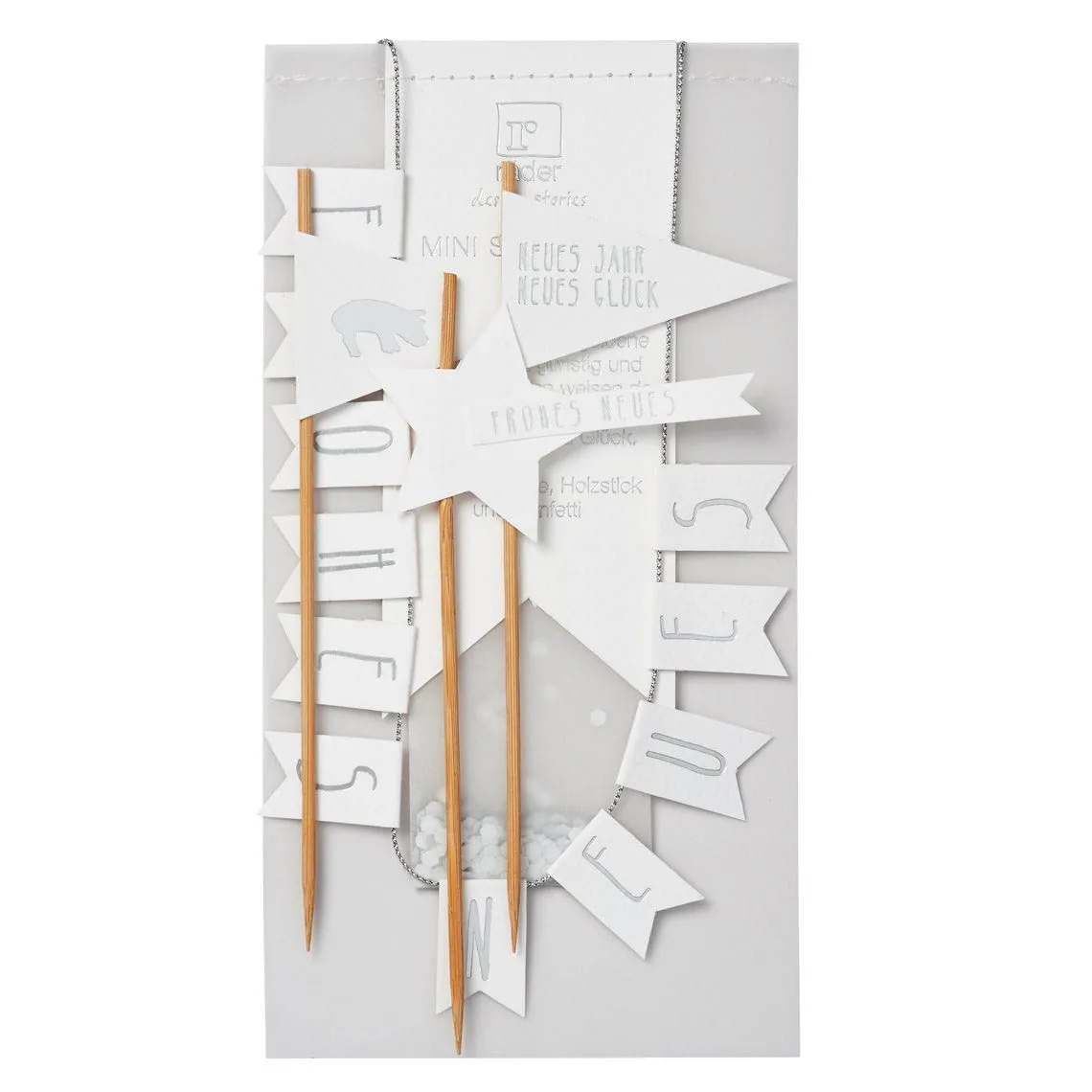 Mini Silvester Holzstick Girlande Silber