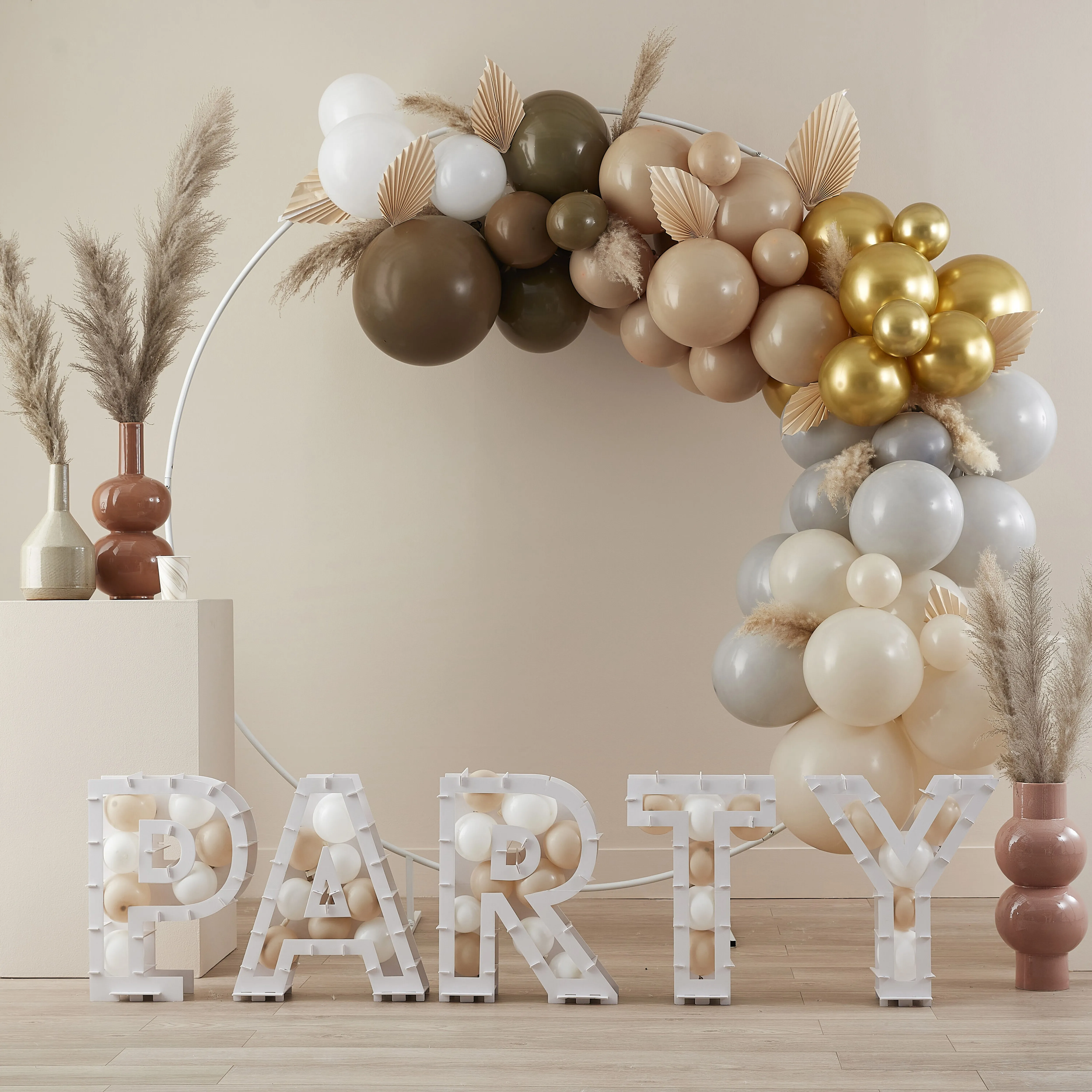 DIY Ballongirlande zum Selberbauen - Nude/Karamell/Braun/Gold/Grau/Weiß