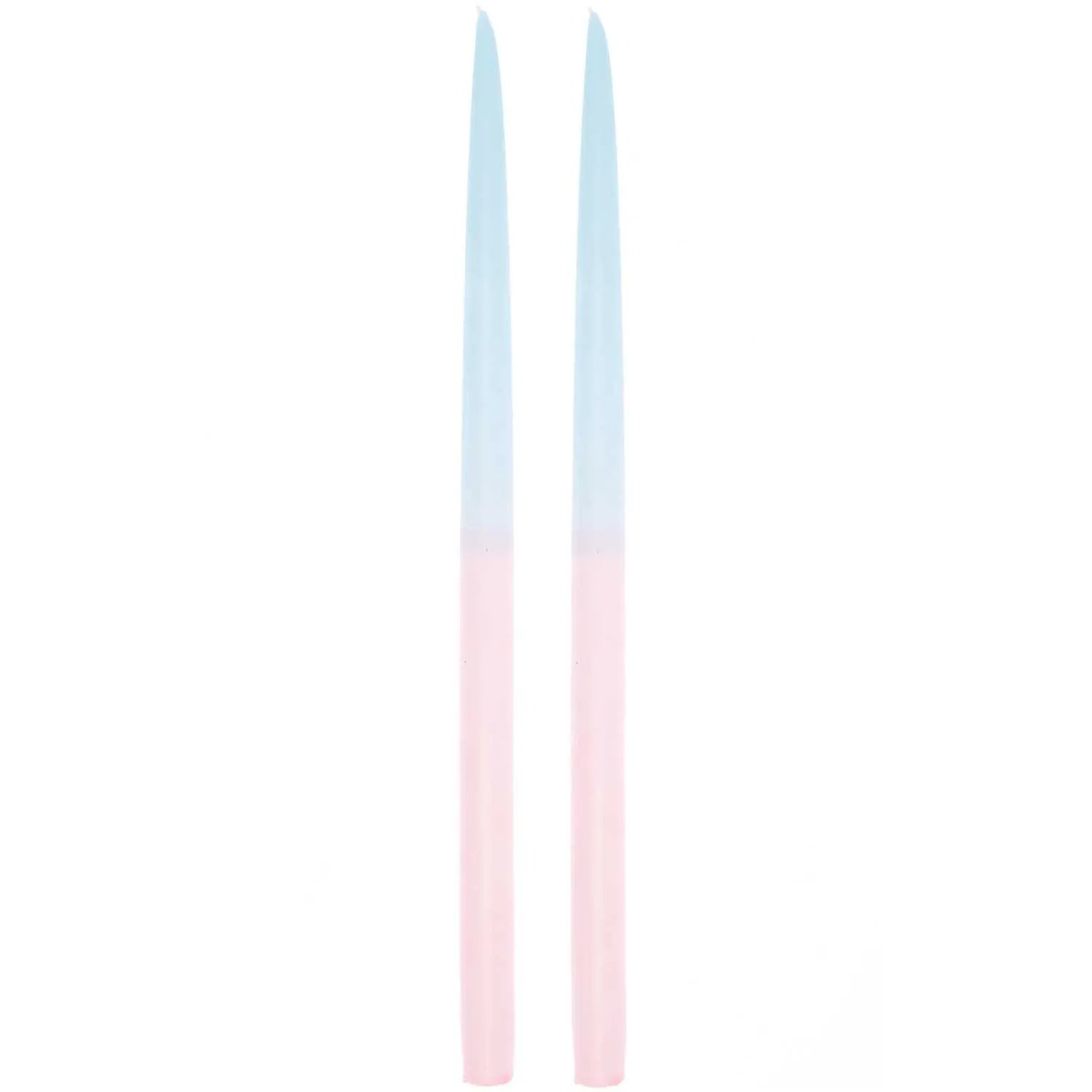2 Spitzkerzen - Dip Dye - Blau/Rosa