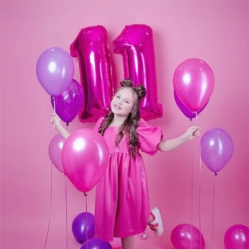 Kinder, Geburtstag, Mädchen, Kleid, Luftballons