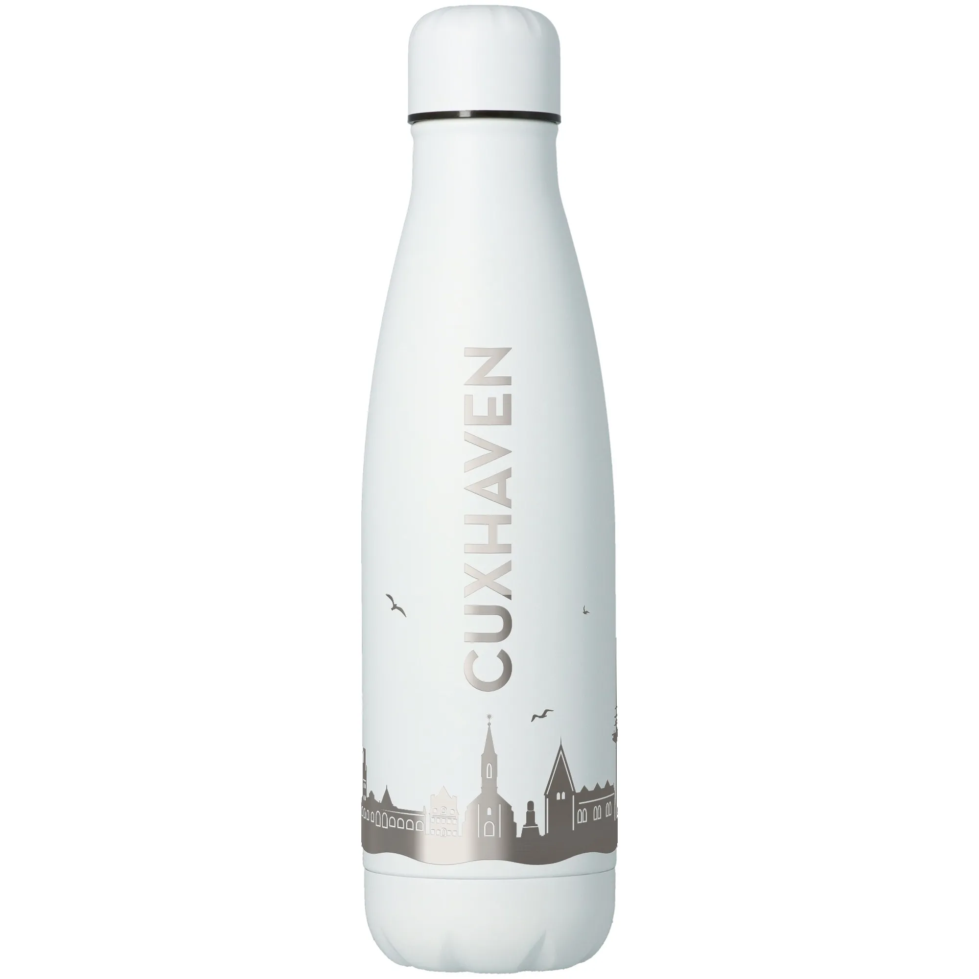 Trinkflasche Skyline Cuxhaven Weiß 500ml