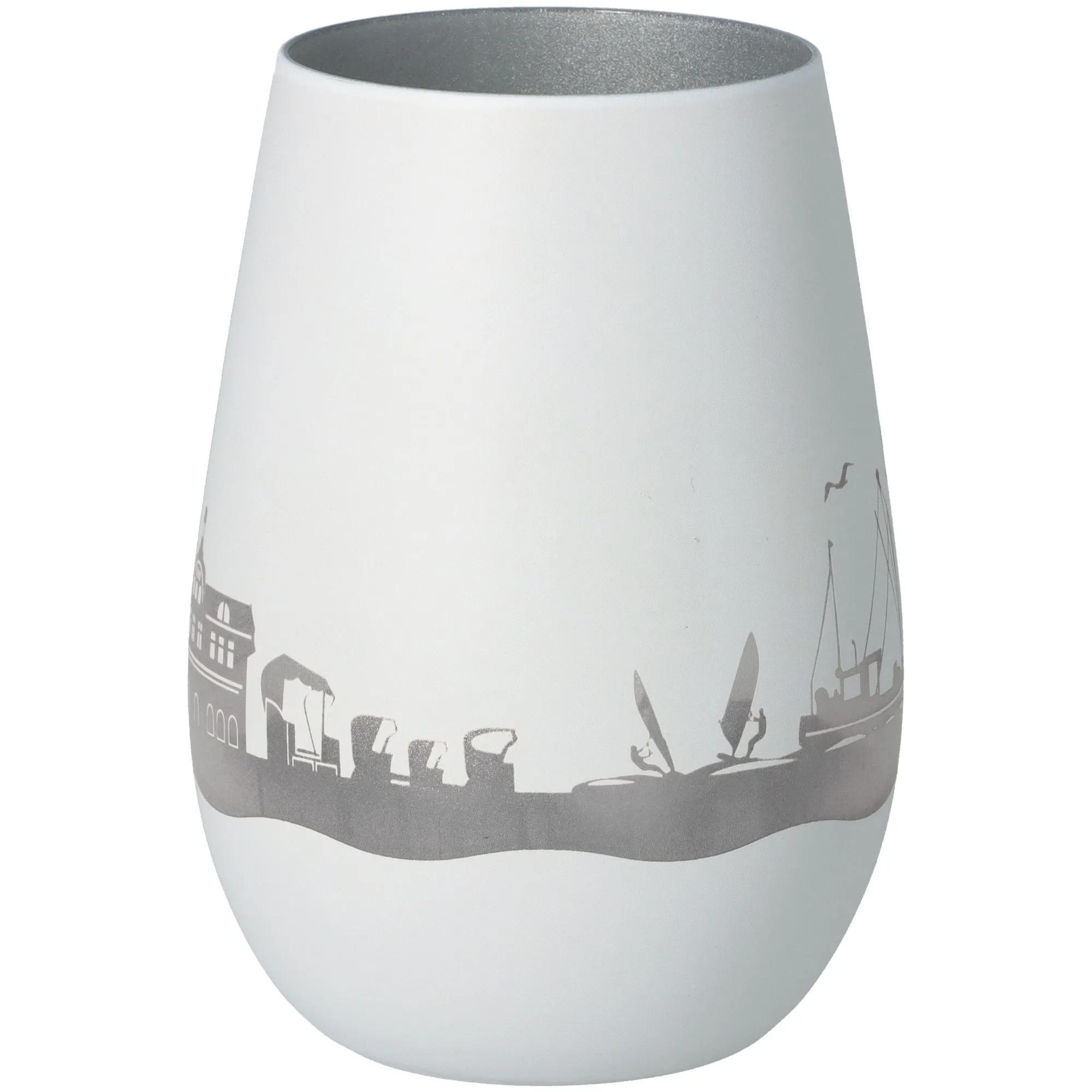 Windlicht Skyline Niendorf Weiß/Silber