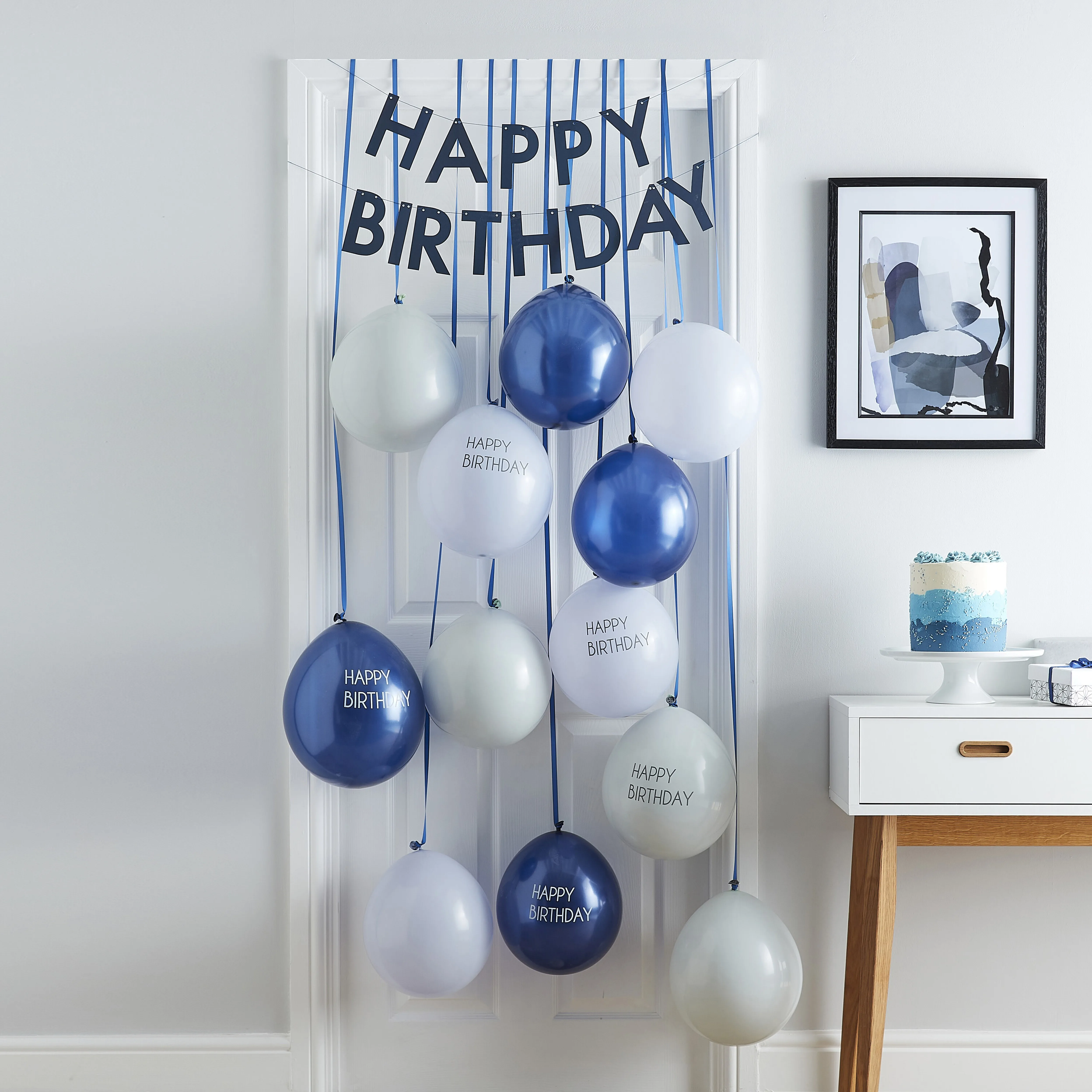 Türdekorationsset "Happy Birthday", Blau