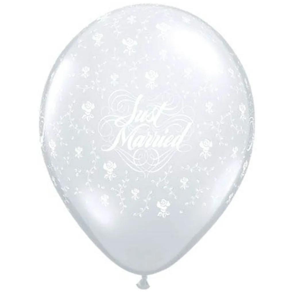 Ballon, Luftballon, Weiß, Blumenmuster, Just Married