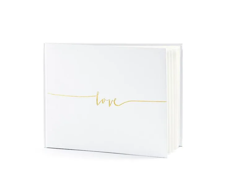 Gästebuch "Love", Weiß/Gold