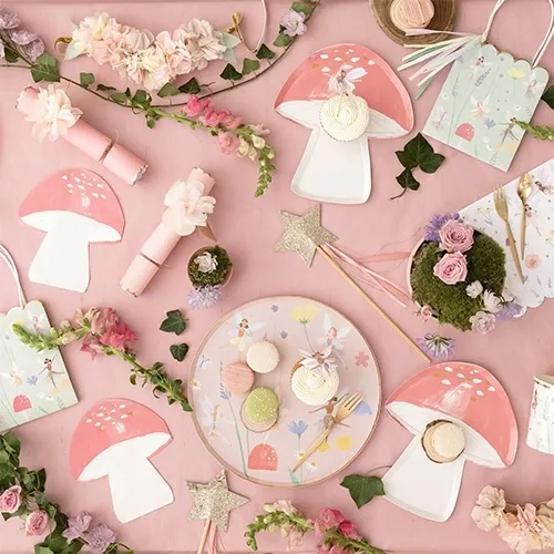Mushroom, Dekoration, Party-Deko, Pastellrosa, Blumenarrangement, Gourmet-Leckereien