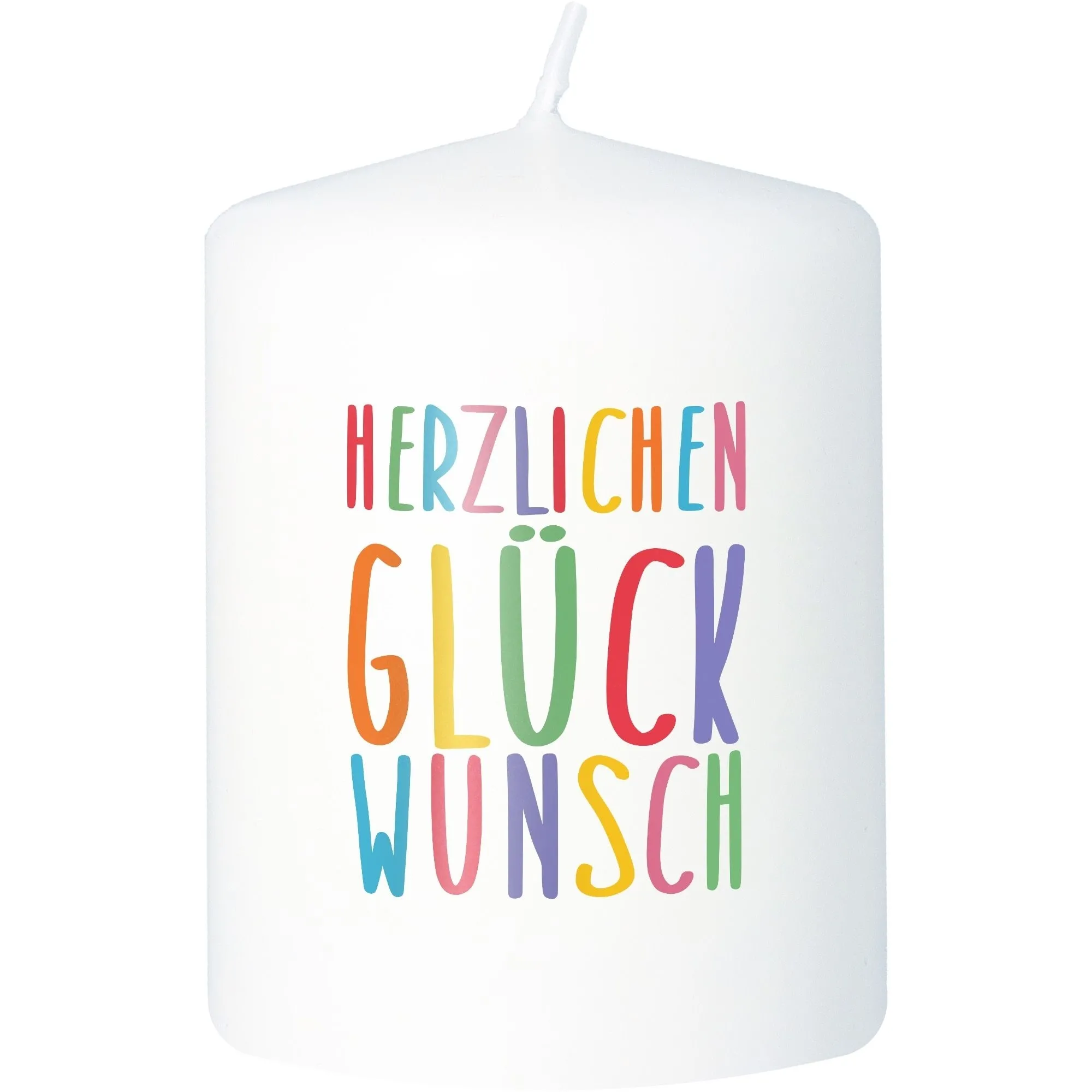 Stumpenkerze "Herzlichen Glückwunsch"