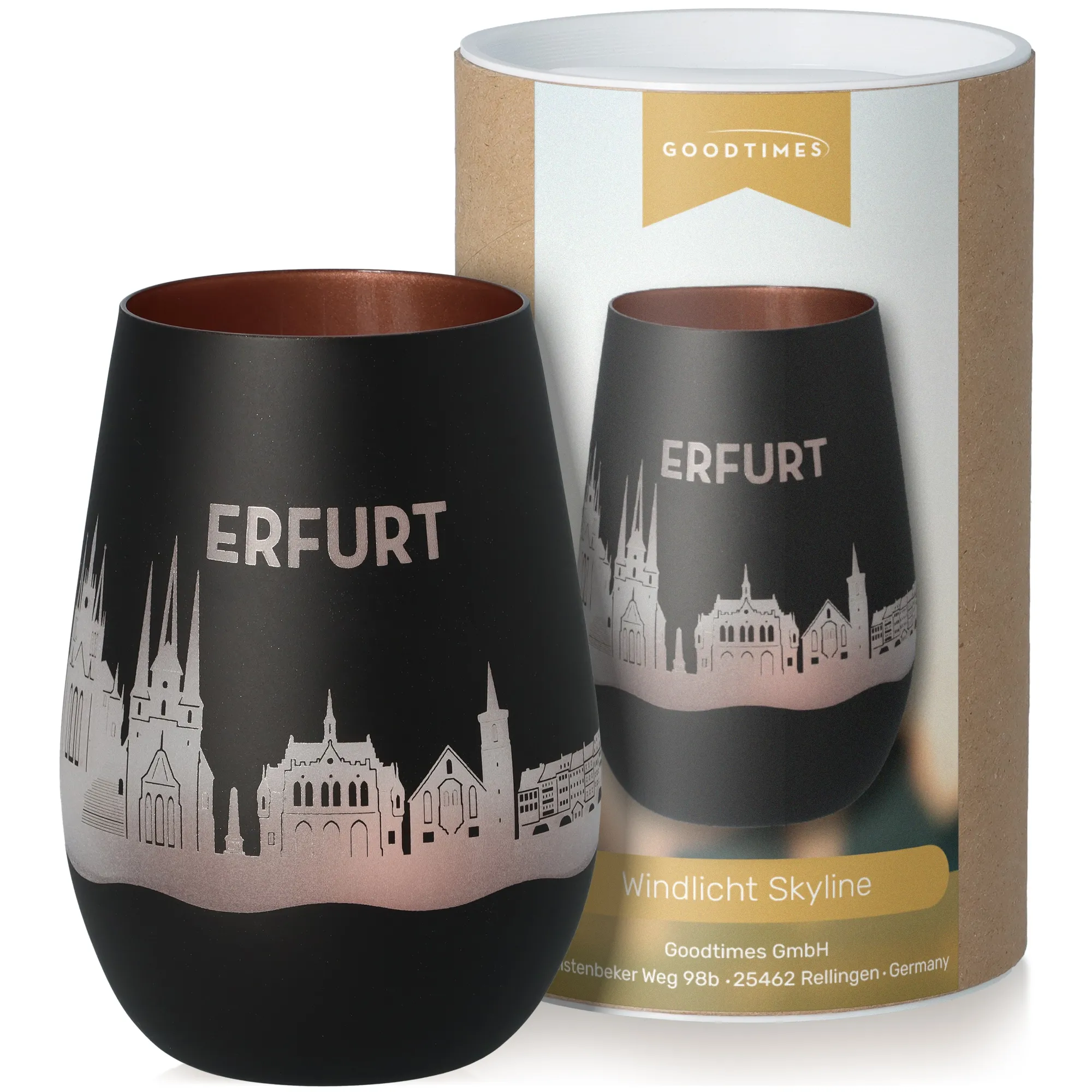 Windlicht Skyline Erfurt Schwarz/Bronze