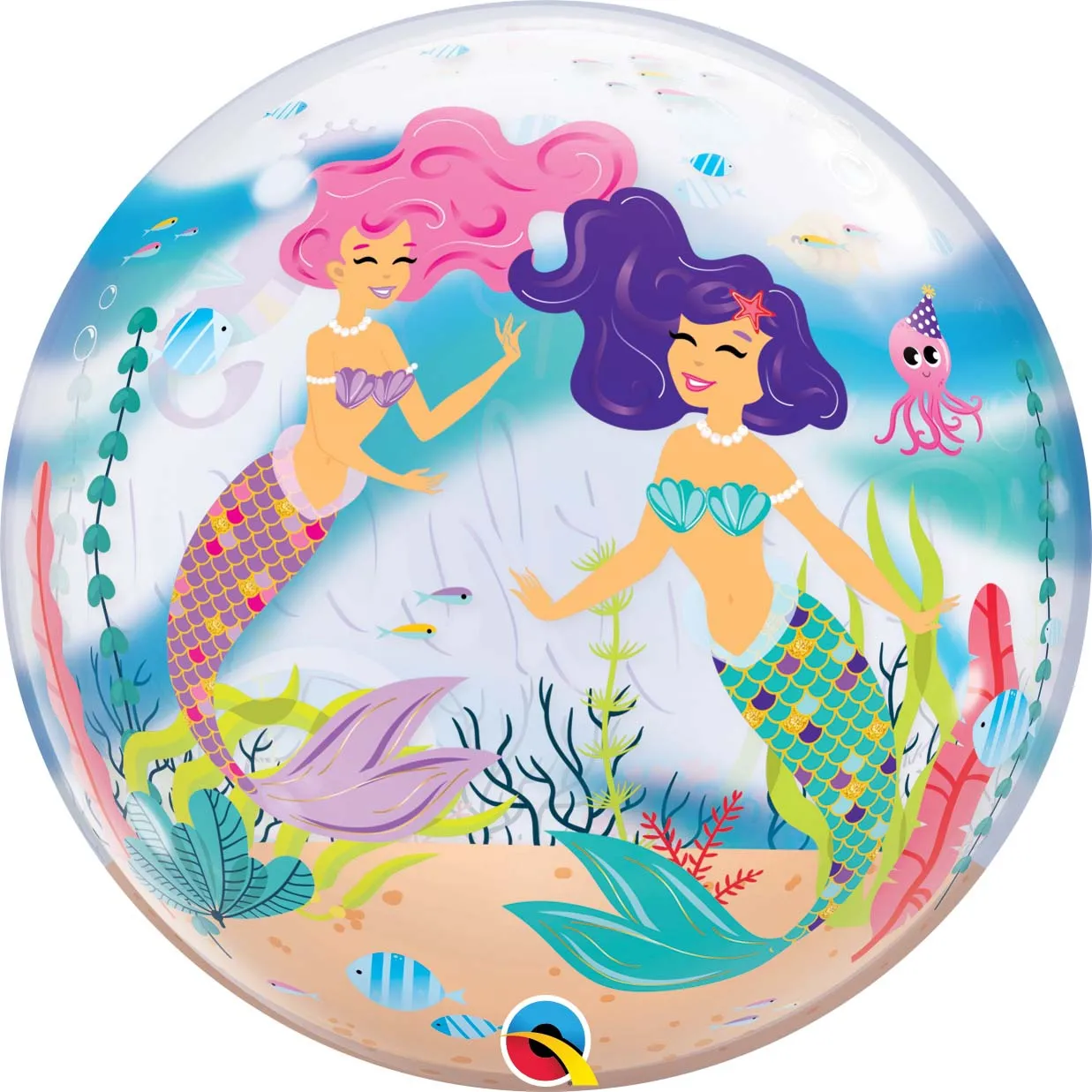 Bubble Ballon "Happy Birhtday" Meerjungfrau 56cm