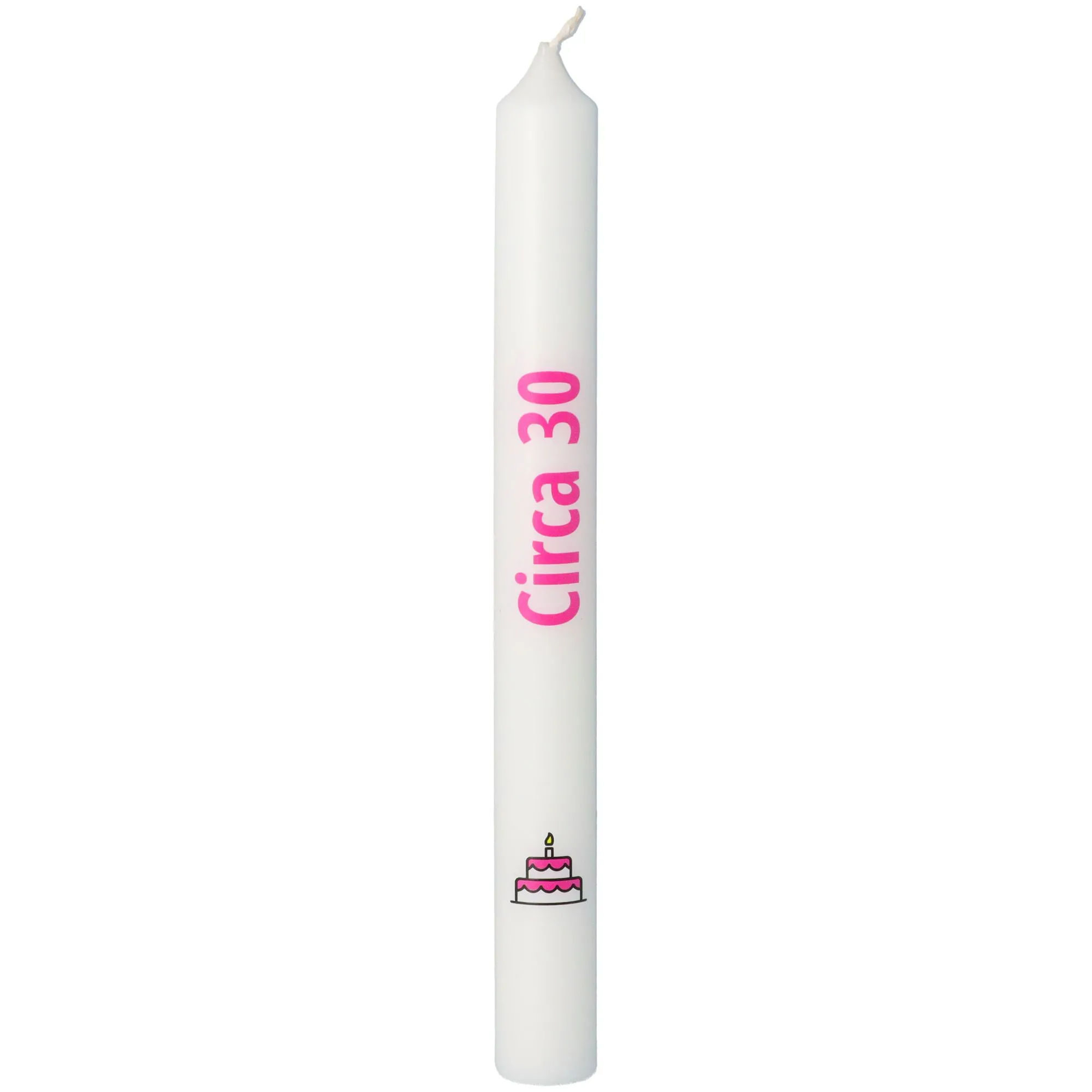 Stabkerze Weiß, Pink "Circa 30"
