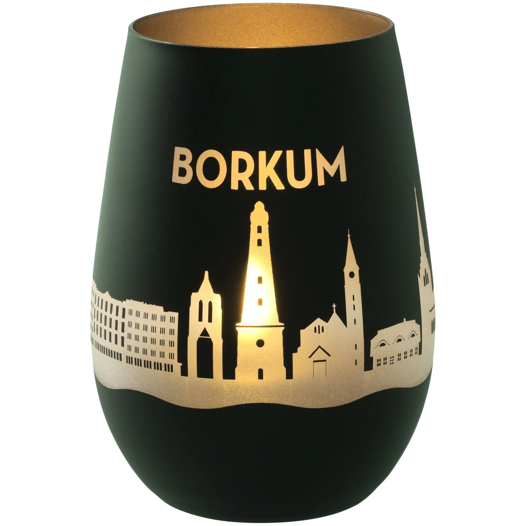 Windlicht Skyline Borkum Schwarz/Silber