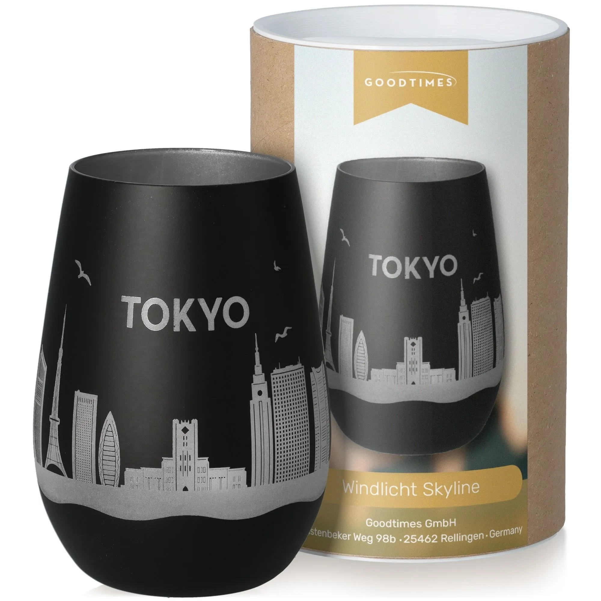 Tokio, Glas, Schwarz, Windlicht, Skylinen