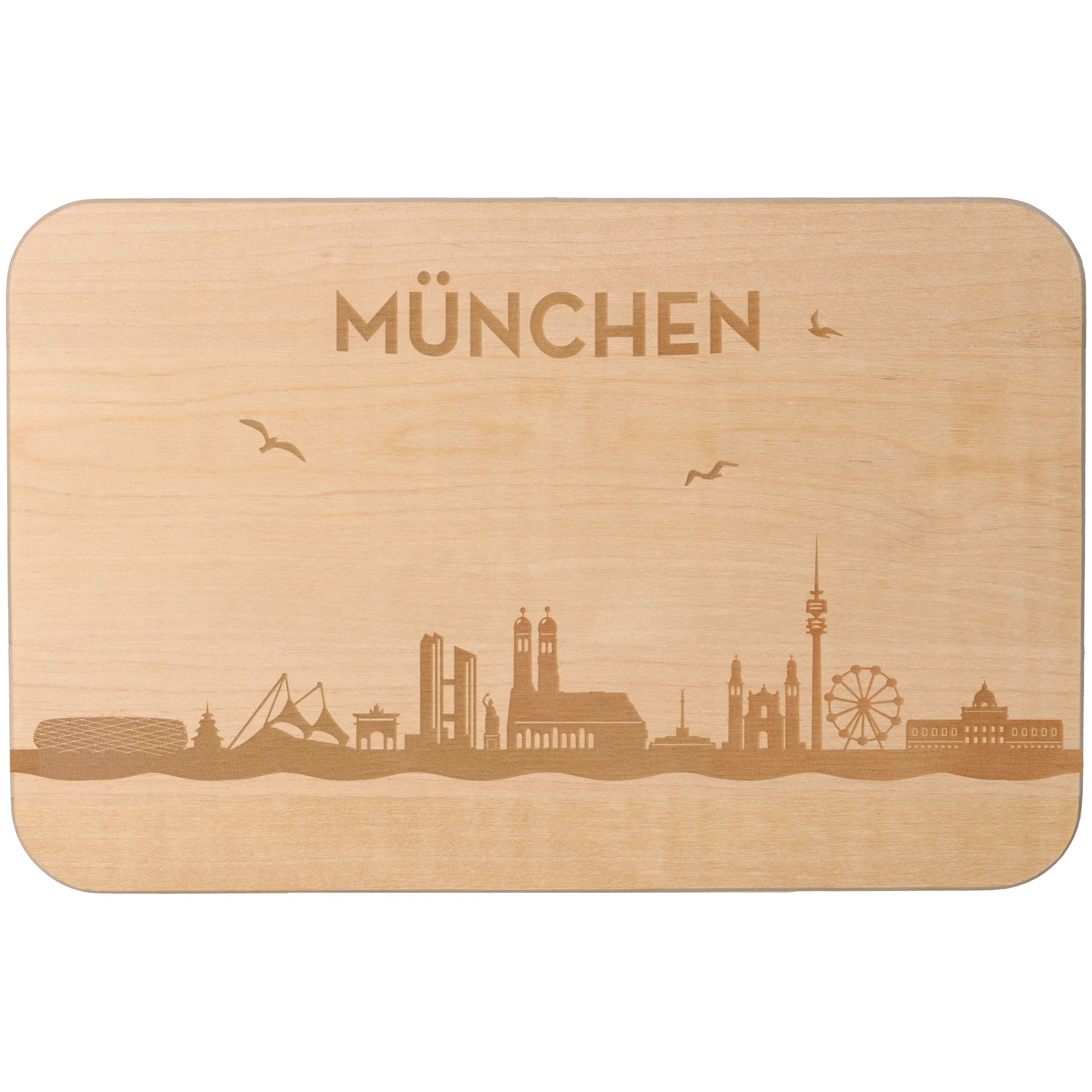 Frühstücksbrett Skyline München 23cm x 15cm x 1cm