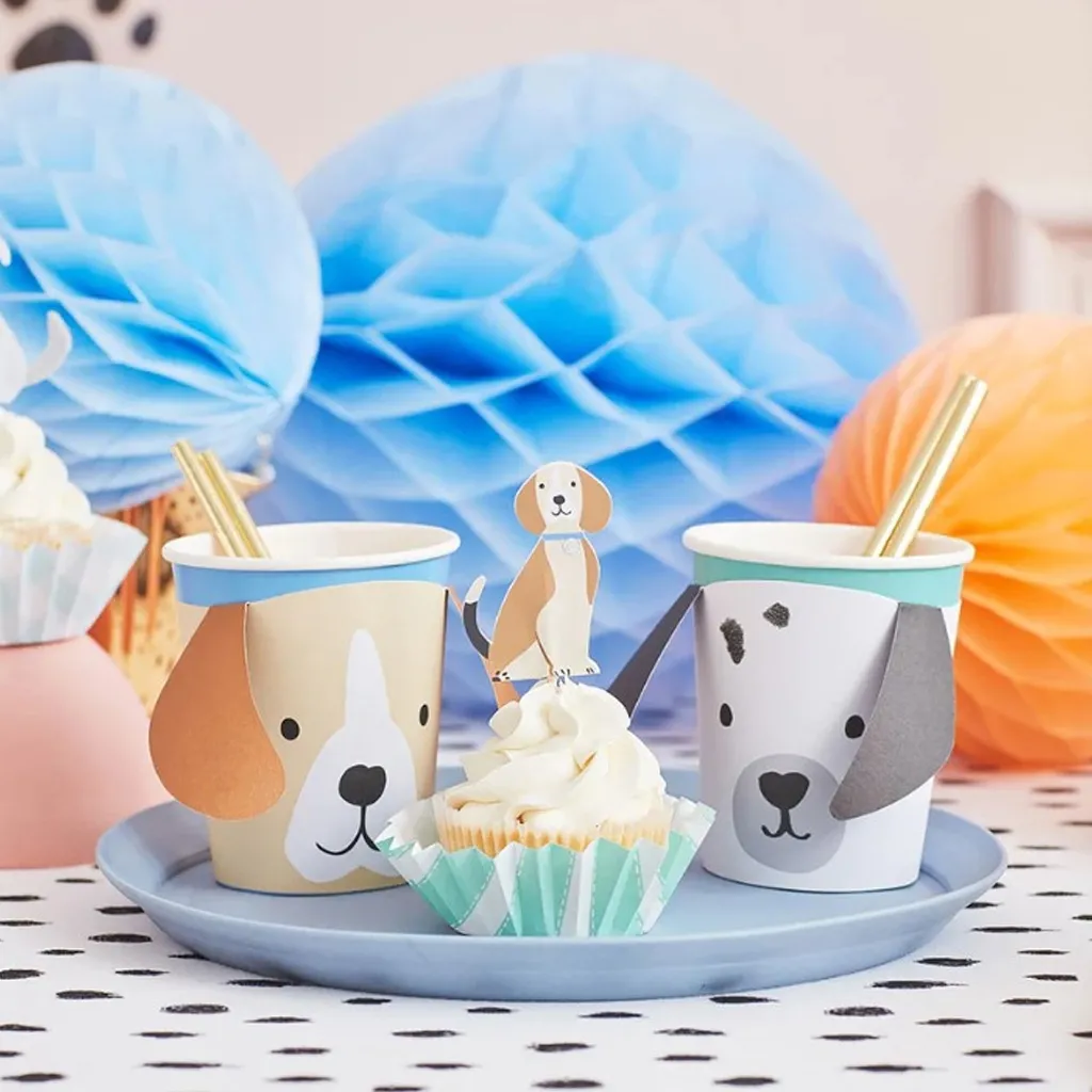 party, Becher, Cupcake, Hund, Dekoration