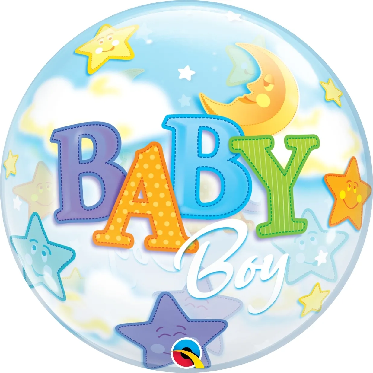 Bubble Ballon Baby Boy Mond & Sterne 56cm