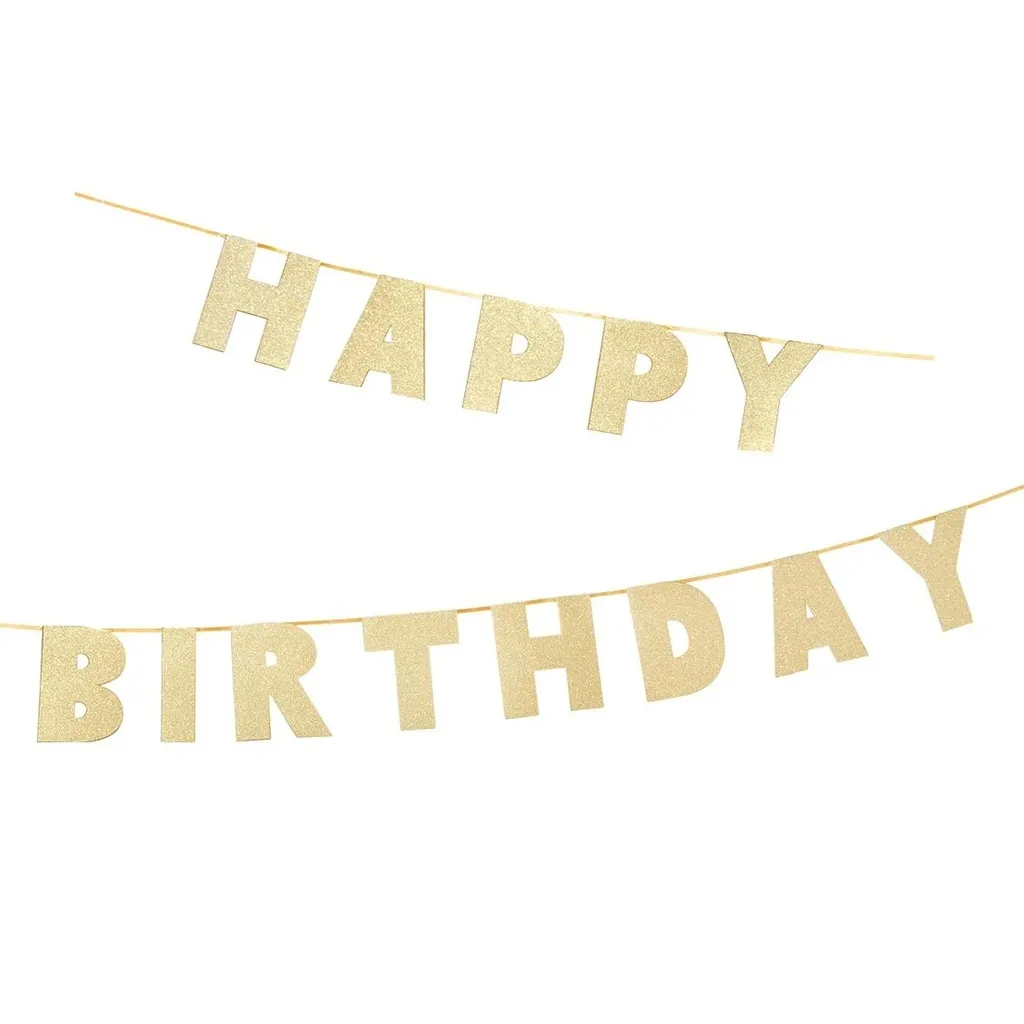 gold, Banner, Glitzer, Geburtstag, Girlande