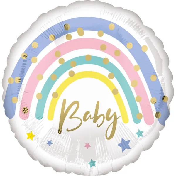 Folienballon "Baby" Pastell Regenbogen, 45 cm