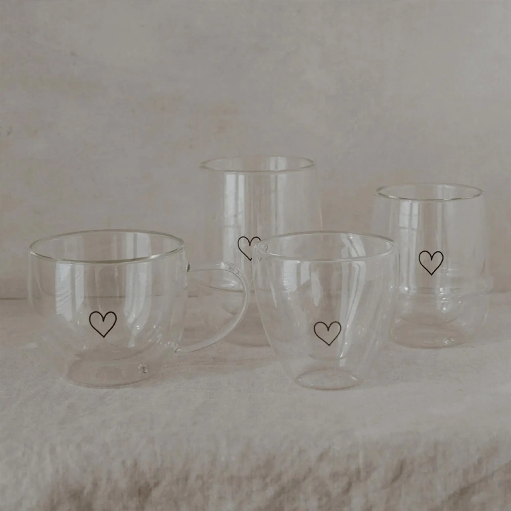 Eulenschnitt - Doppelwandiges Herzglas "Herz" 200ml