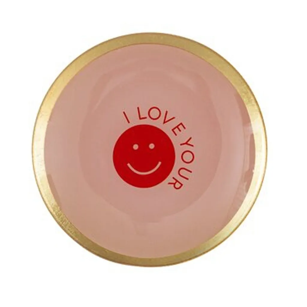 Glasteller "I love your Smile", Rosa - M