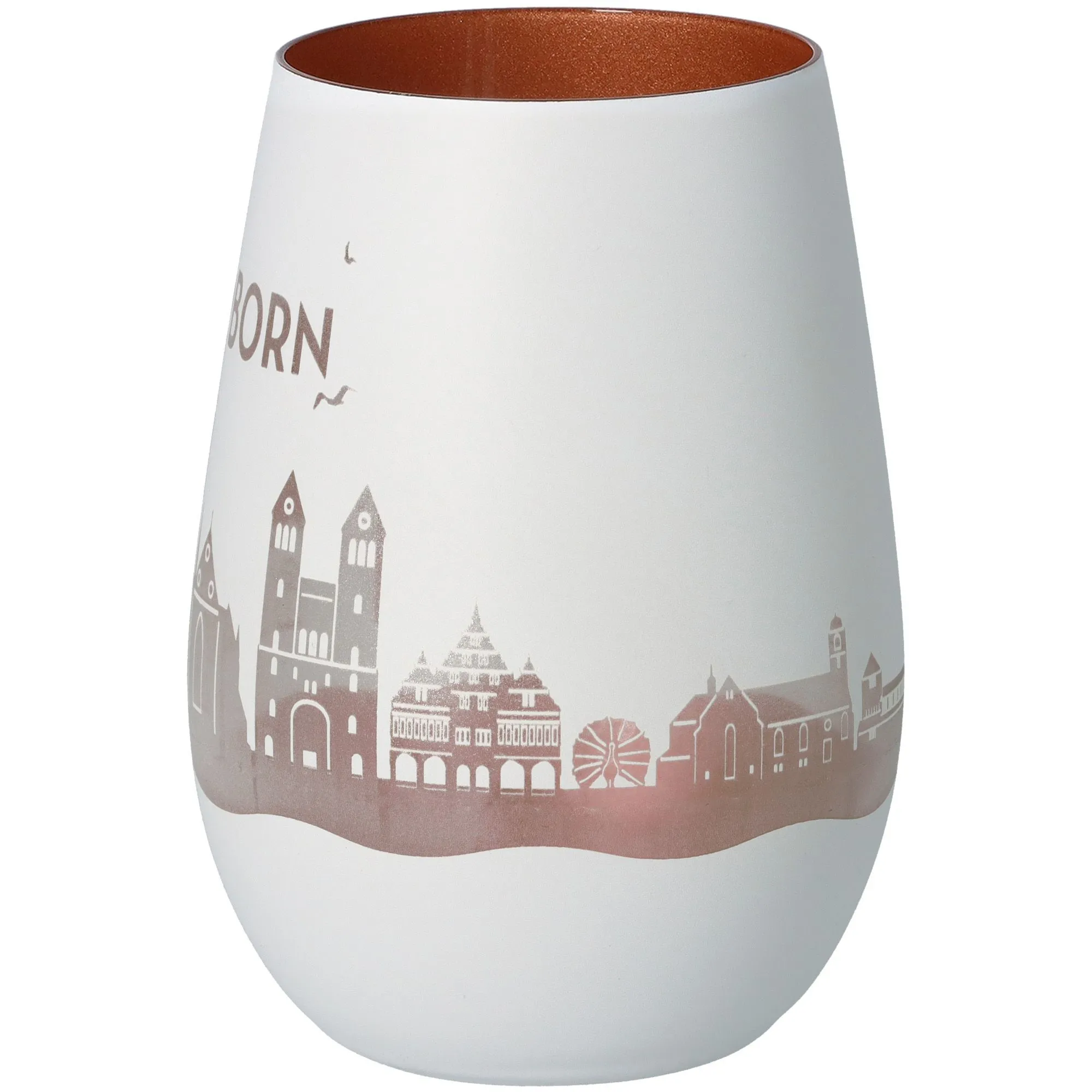 Windlicht Skyline Paderborn Weiß/Bronze