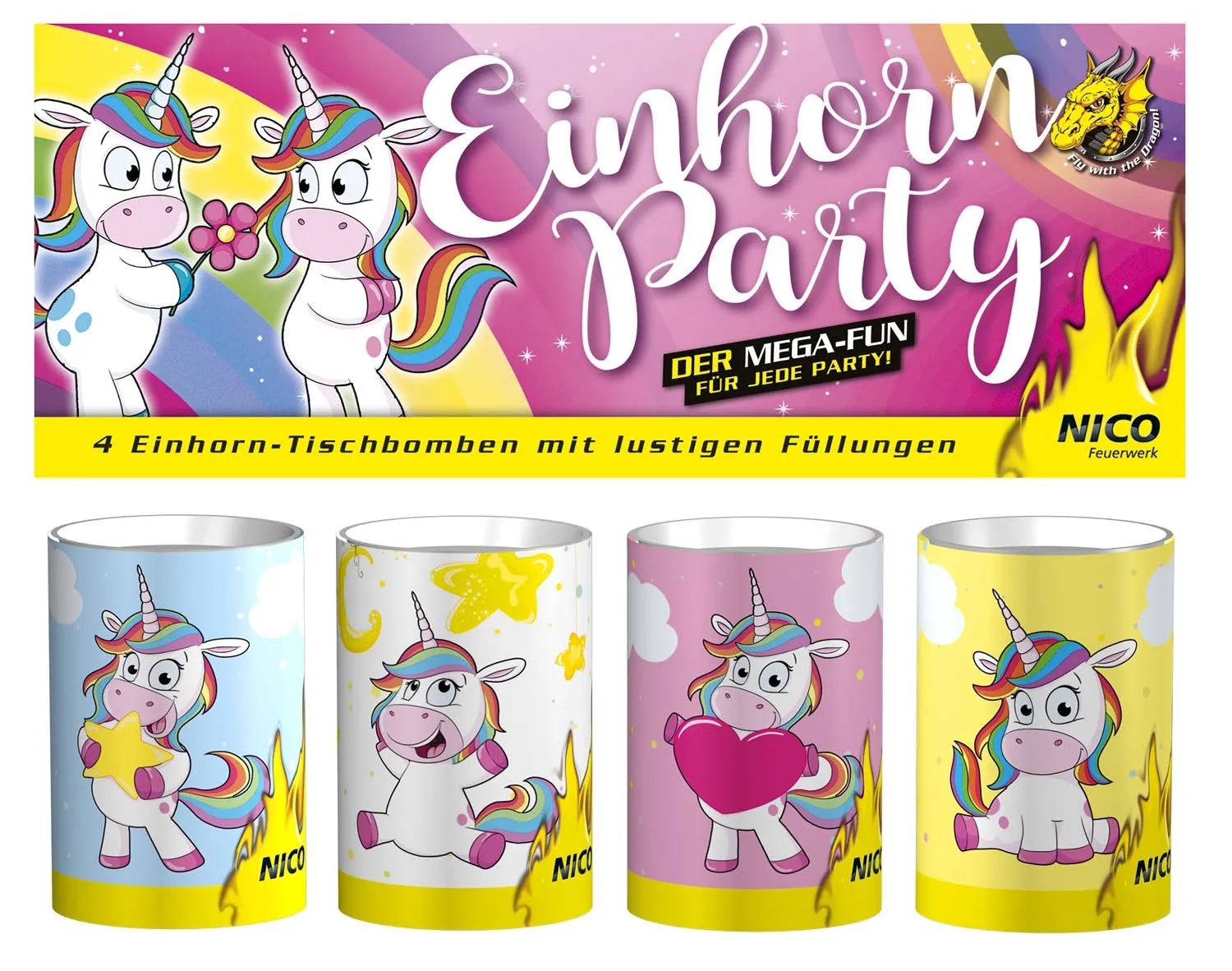 4 Tischbomben "Einhorn"
