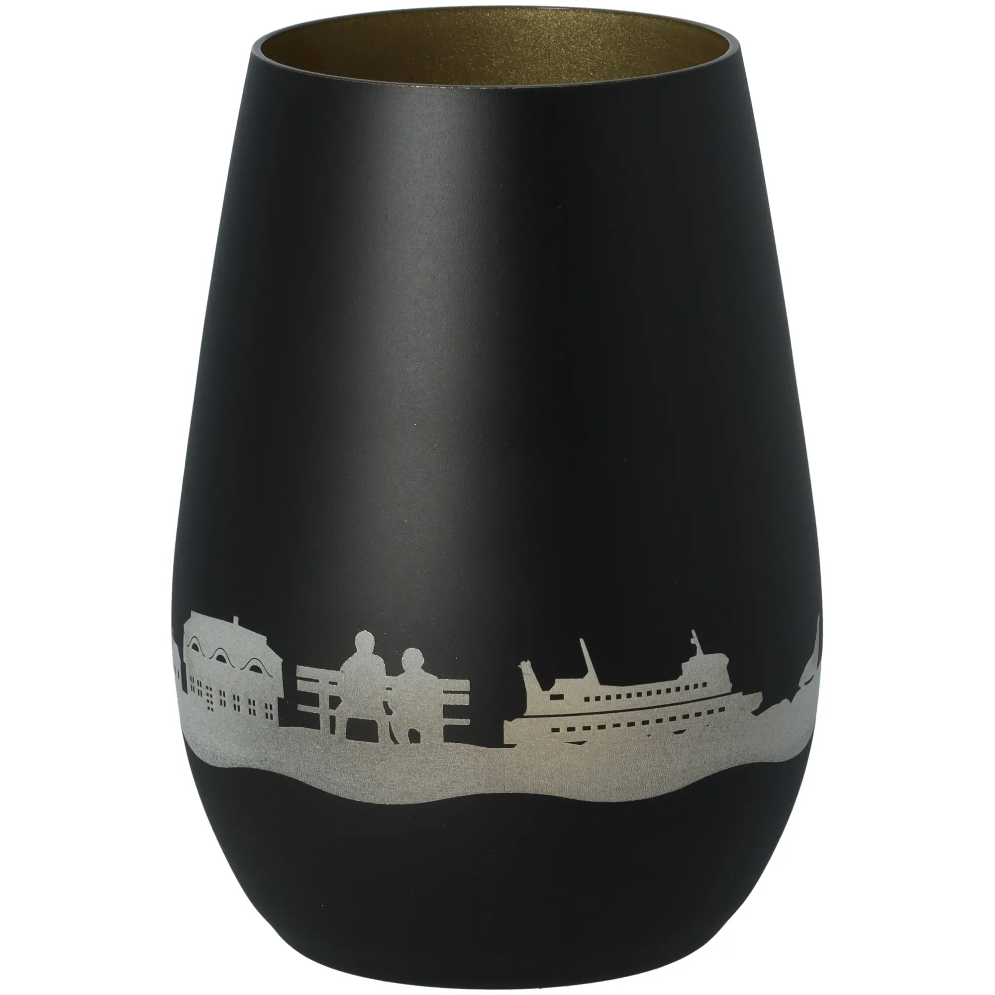 Windlicht Skyline Amrum Schwarz/Gold