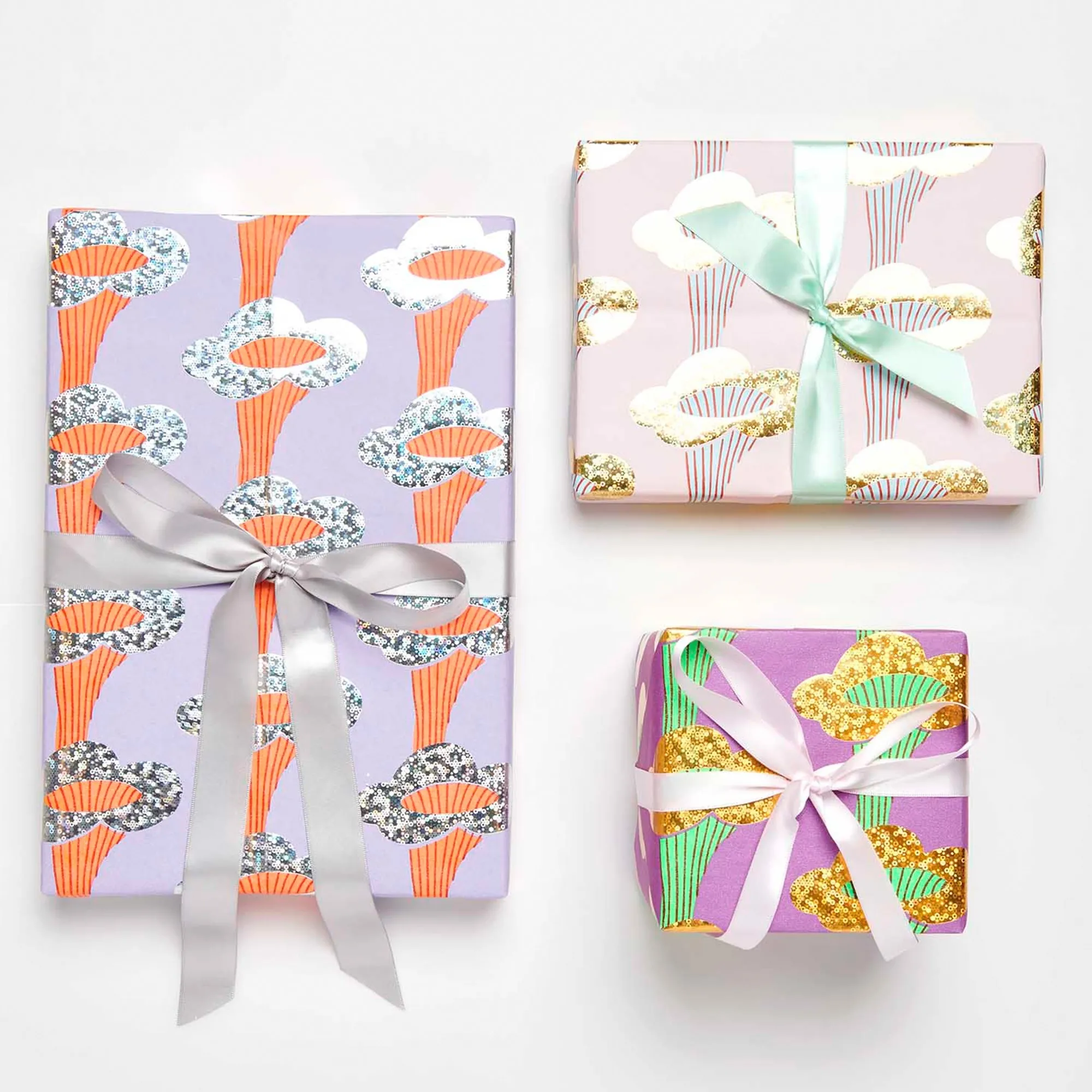 Geschenkpapier auf Rolle "Pfifferlinge" Violett 2m
