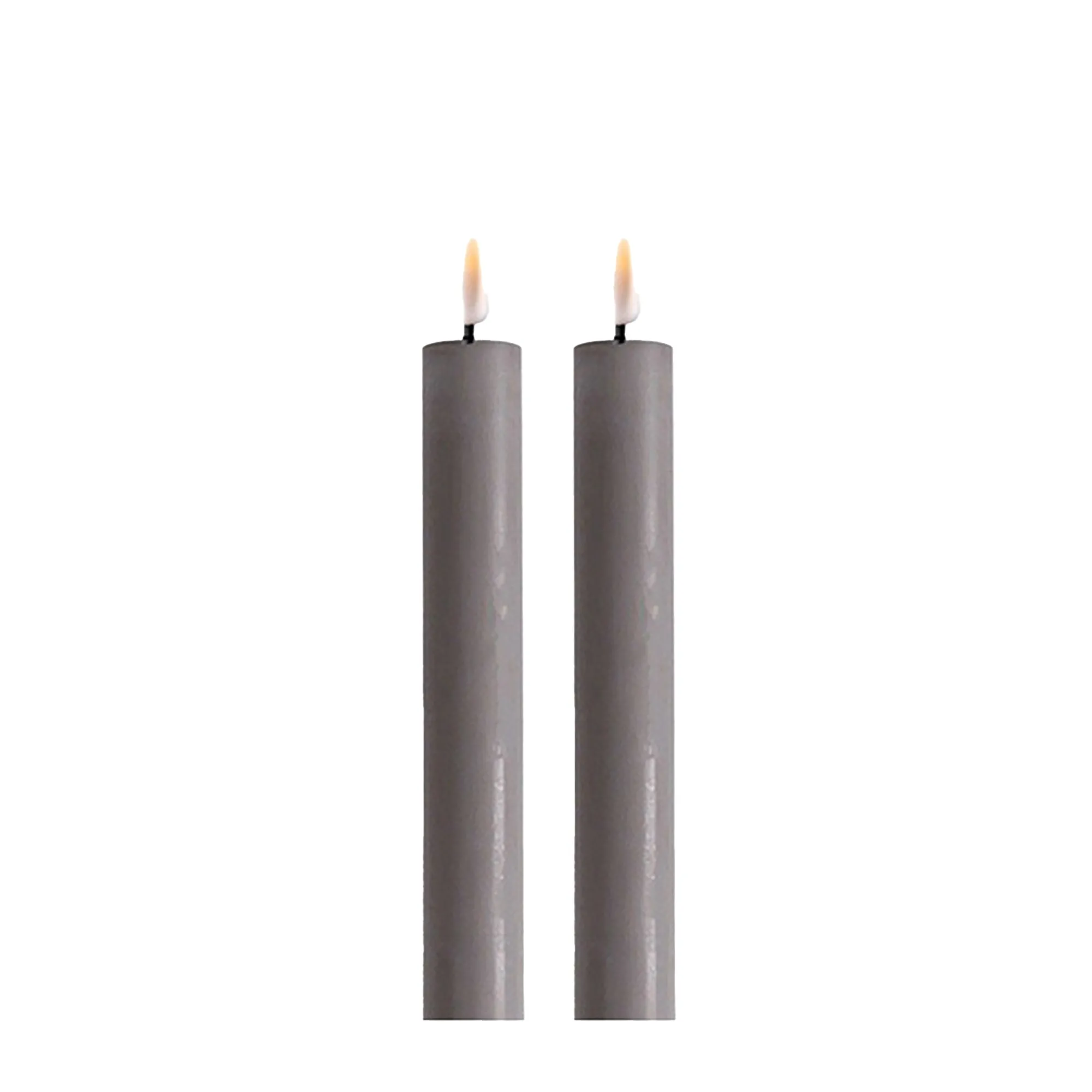 Deluxe - 2 LED Stabkerzen Grau, 15 cm