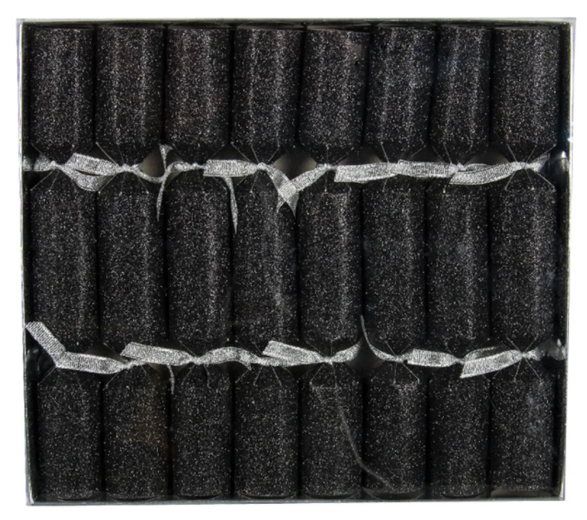 8 Knallbonbons Schwarz Glitter 22 cm