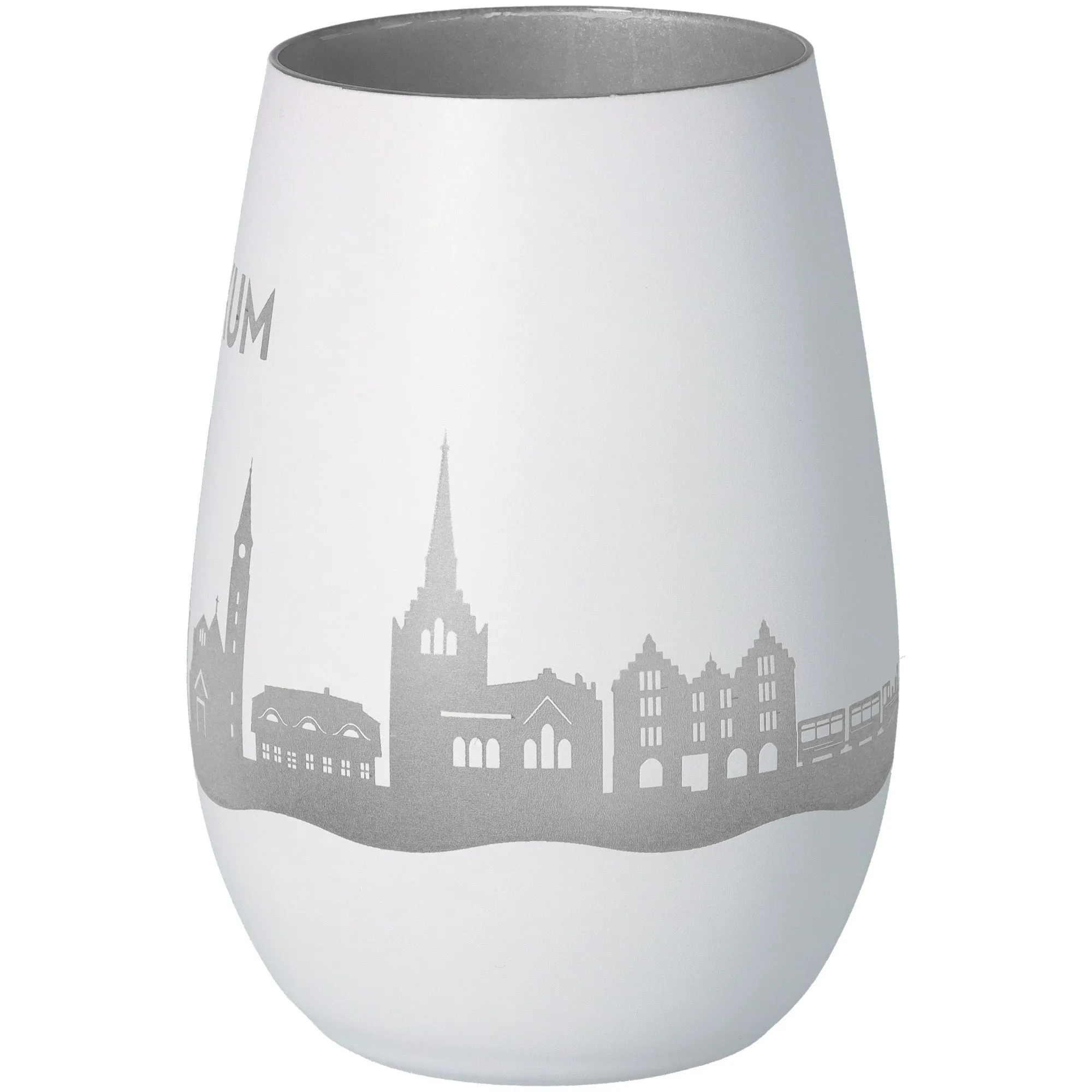 Windlicht Skyline Borkum Weiß/Silber